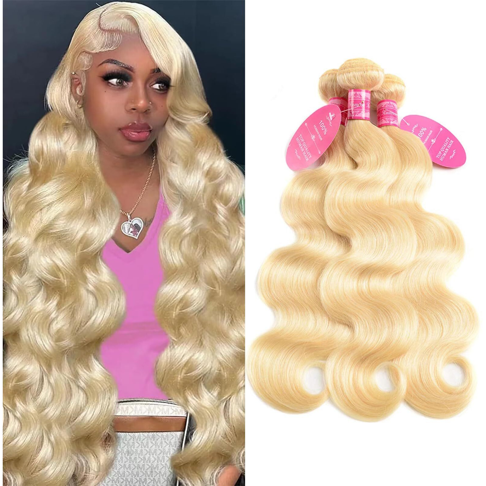 Vallbest 613 Blonde Bundles Human Hair 20 22 24 Inch 613 Body Wave Raw Human Hair 12A 100% Unprocessed Brazilian Virgin Remy 3 Bundles Weave Hair Extensions