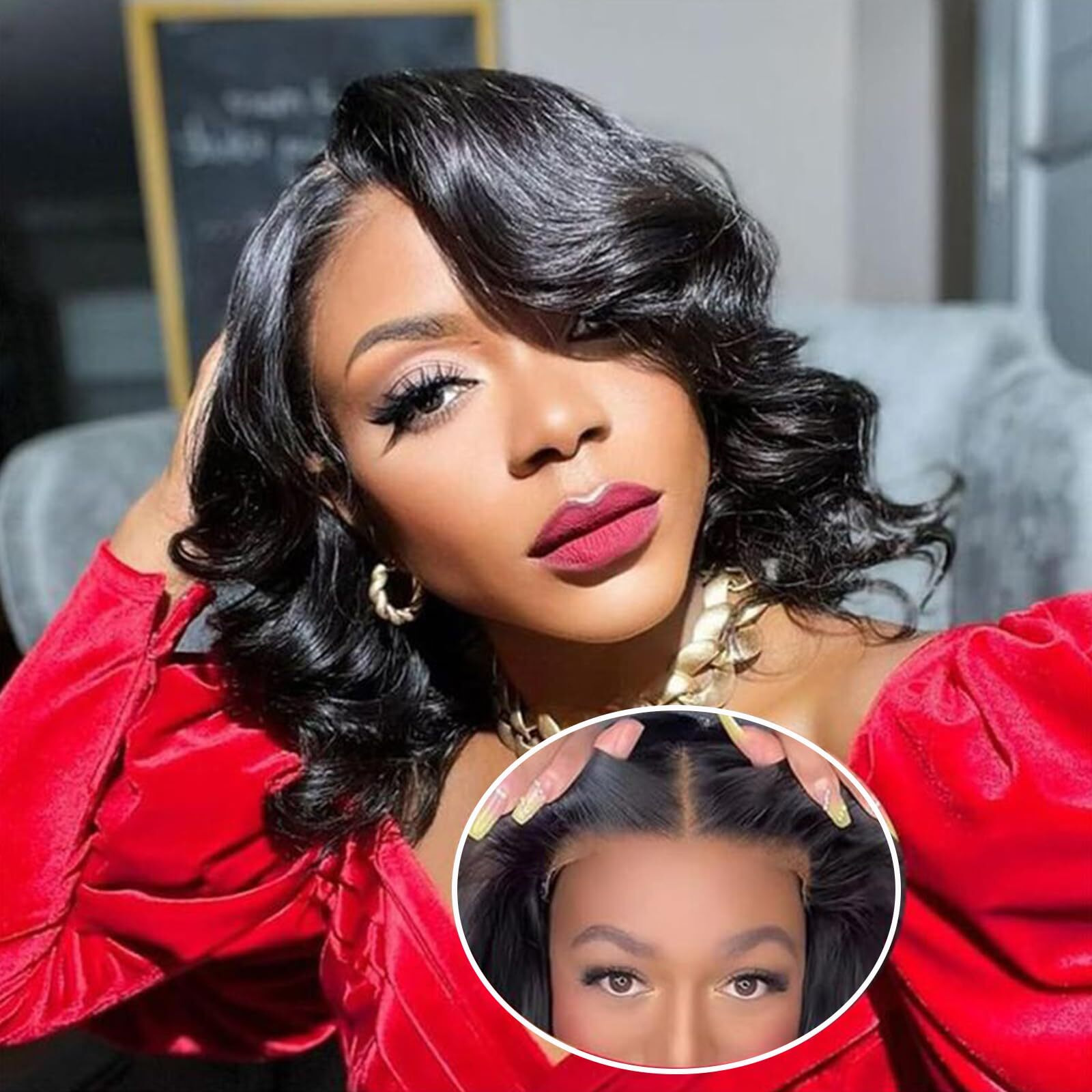 4/27 Highlight Lace Front Wigs Human Hair Ombre 5X5 Pre Cut Lace Frontal Wig Human Hair Honey Blonde 5X5 Hd Lace Closure Wigs For Women Glueless Bouncy Body Wave Lace Front Wigs 180 Density 14 Inch