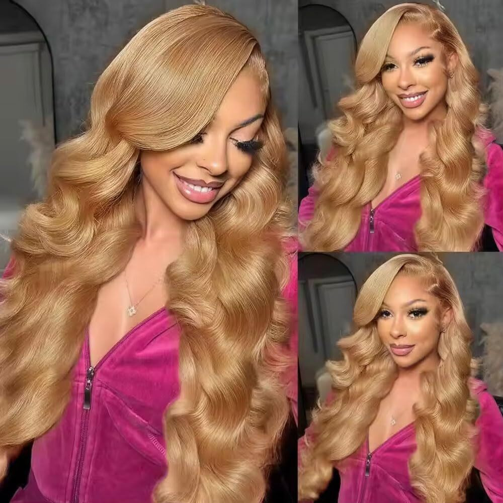 28 30 32 Inch Color 27 Bundle Honey Blonde Body Wave Human Hair Bundles Peruvian Virgin Hair Blonde Bundle 27 Body Wave Bundles Remy Hair Extensions