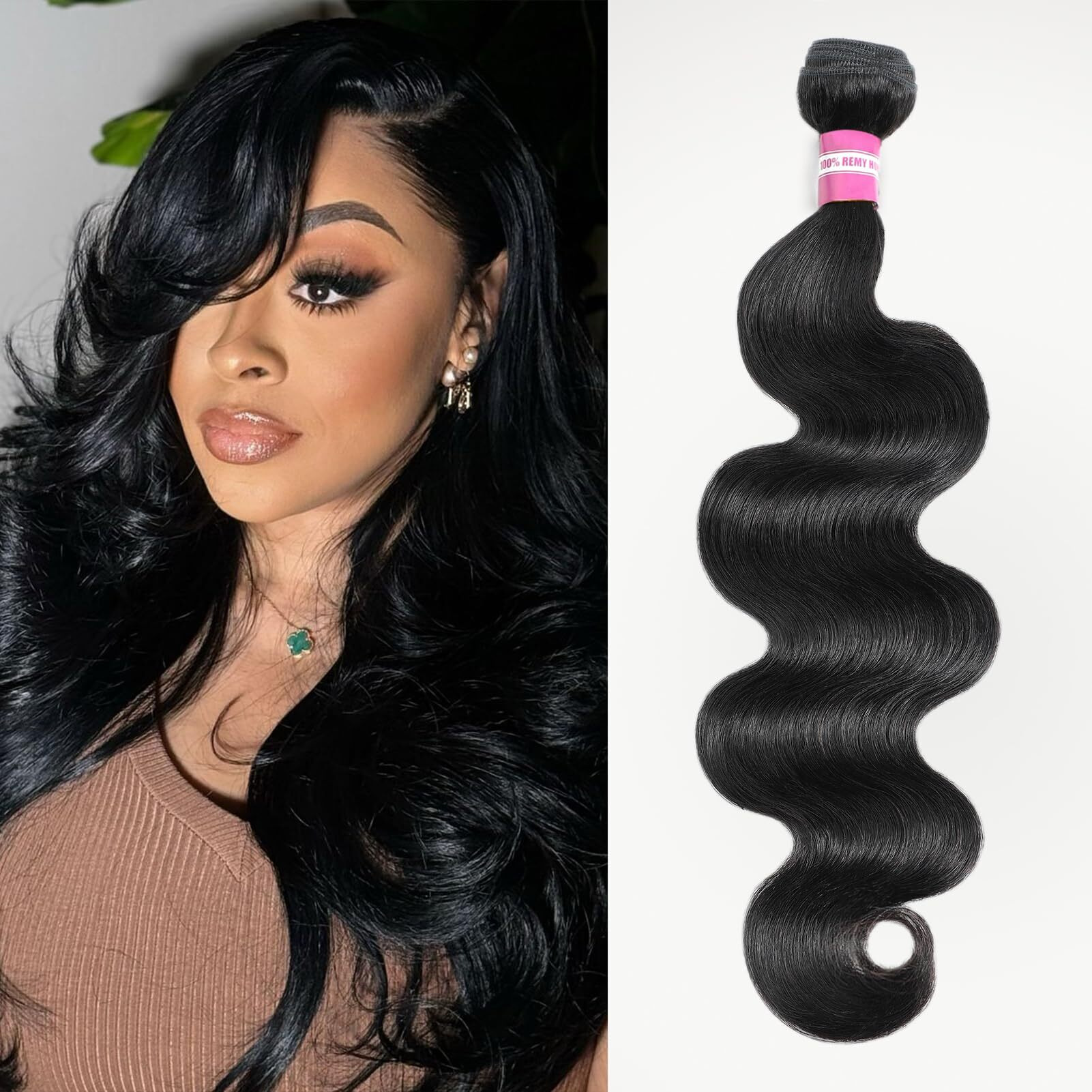 Dmkeep 12A Human Hair Bundles 20 Inch Body Wave Bundles Human Hair 100% Unprocessed Brazilian Raw Virgin Hair Single Bundle Quick Weave Human Hair Extensions Natural Color