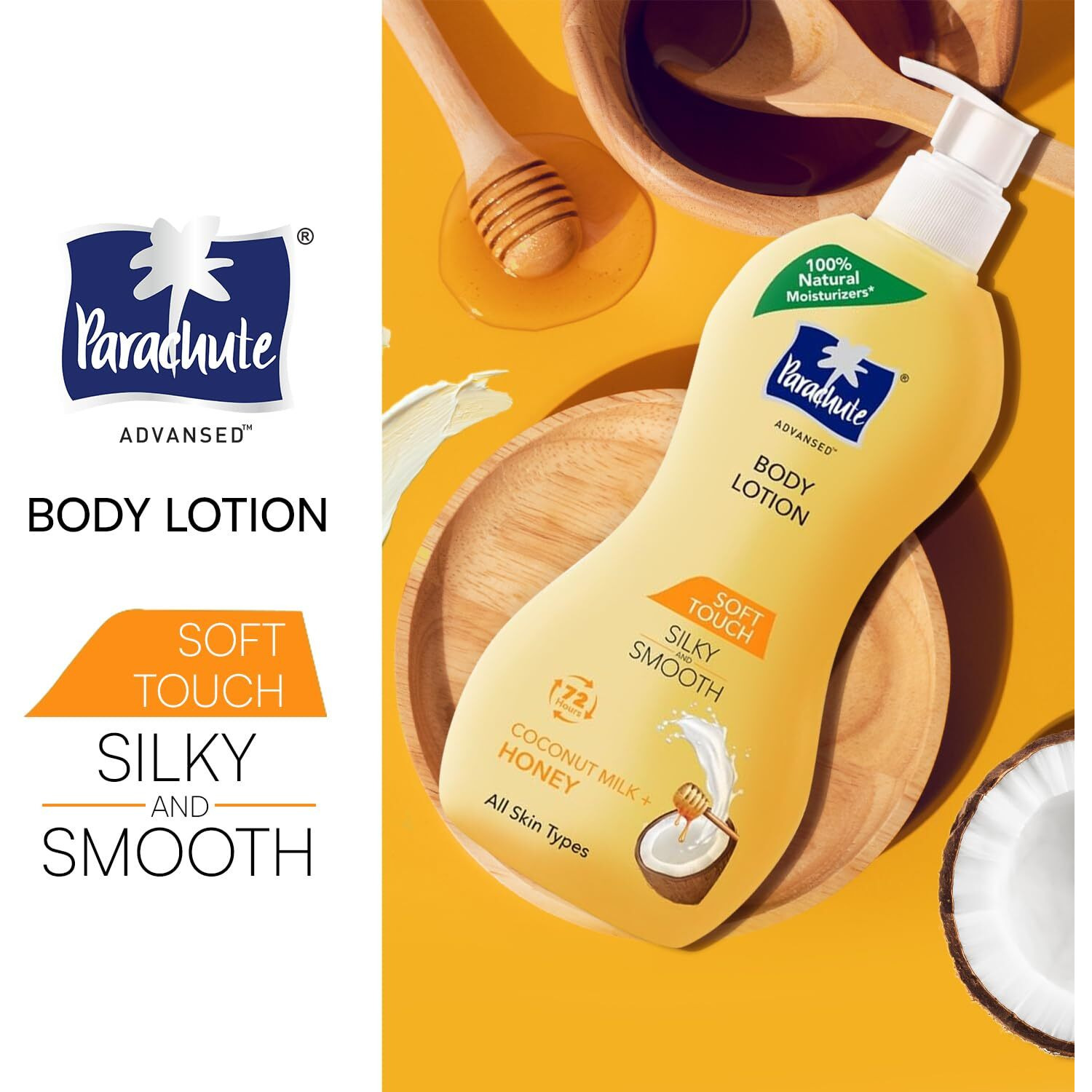 Parachute Advansed Soft Touch Body Lotion With Pure Coconut Milk & Honey |For Women & Men | All Skin Types | 100% Natural, 72H Moisturisation | 8.4 Fl.Oz. (Pack Of 3)