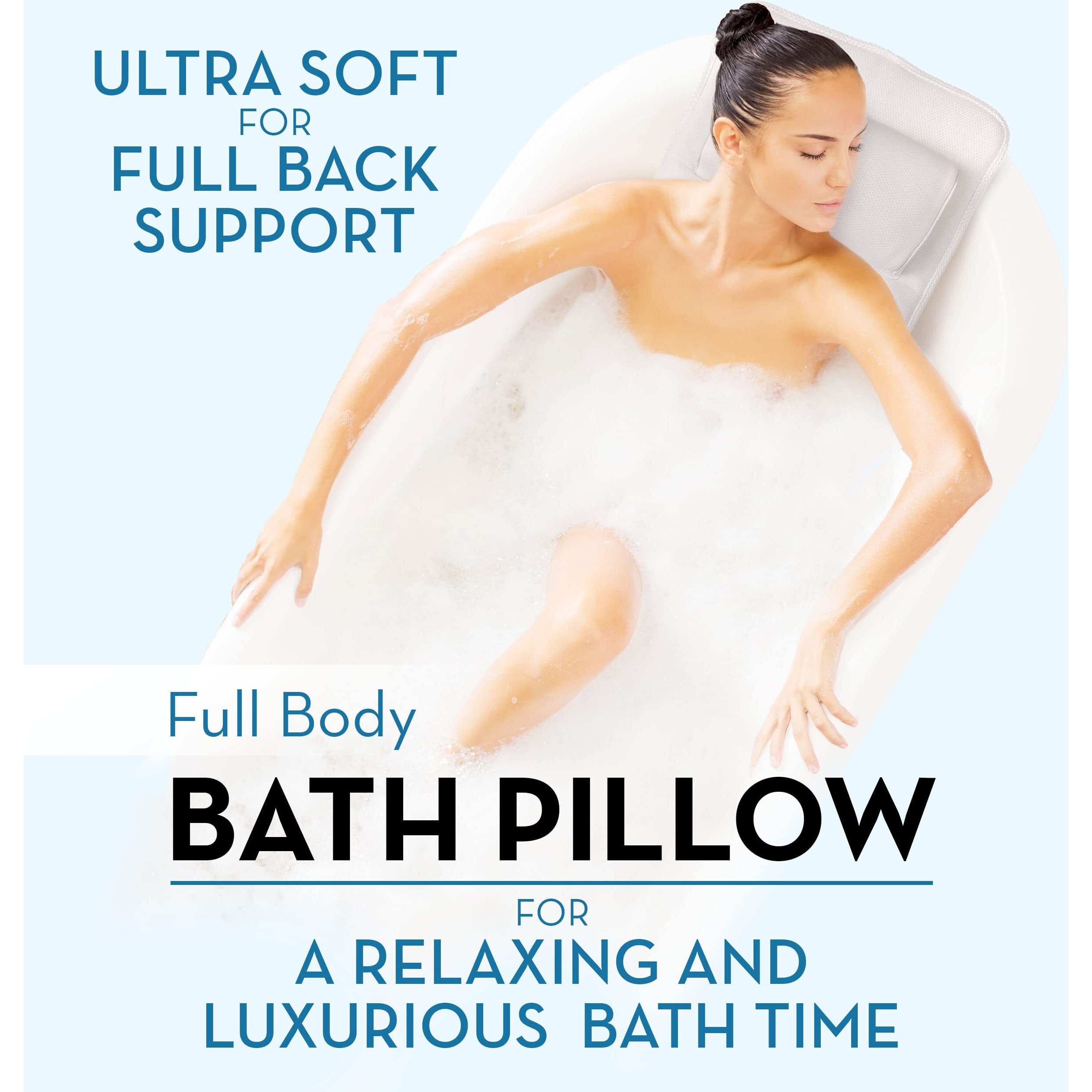 Basic Concepts Full Body Bath Pillow, Bathroom Tub Thick Pillow For Neck And Back Support, Extra Thick Bathtub Cushion & Bathtub Pillow Headrest, Bathtub Accessories For Women Men, 22 Suction Cups