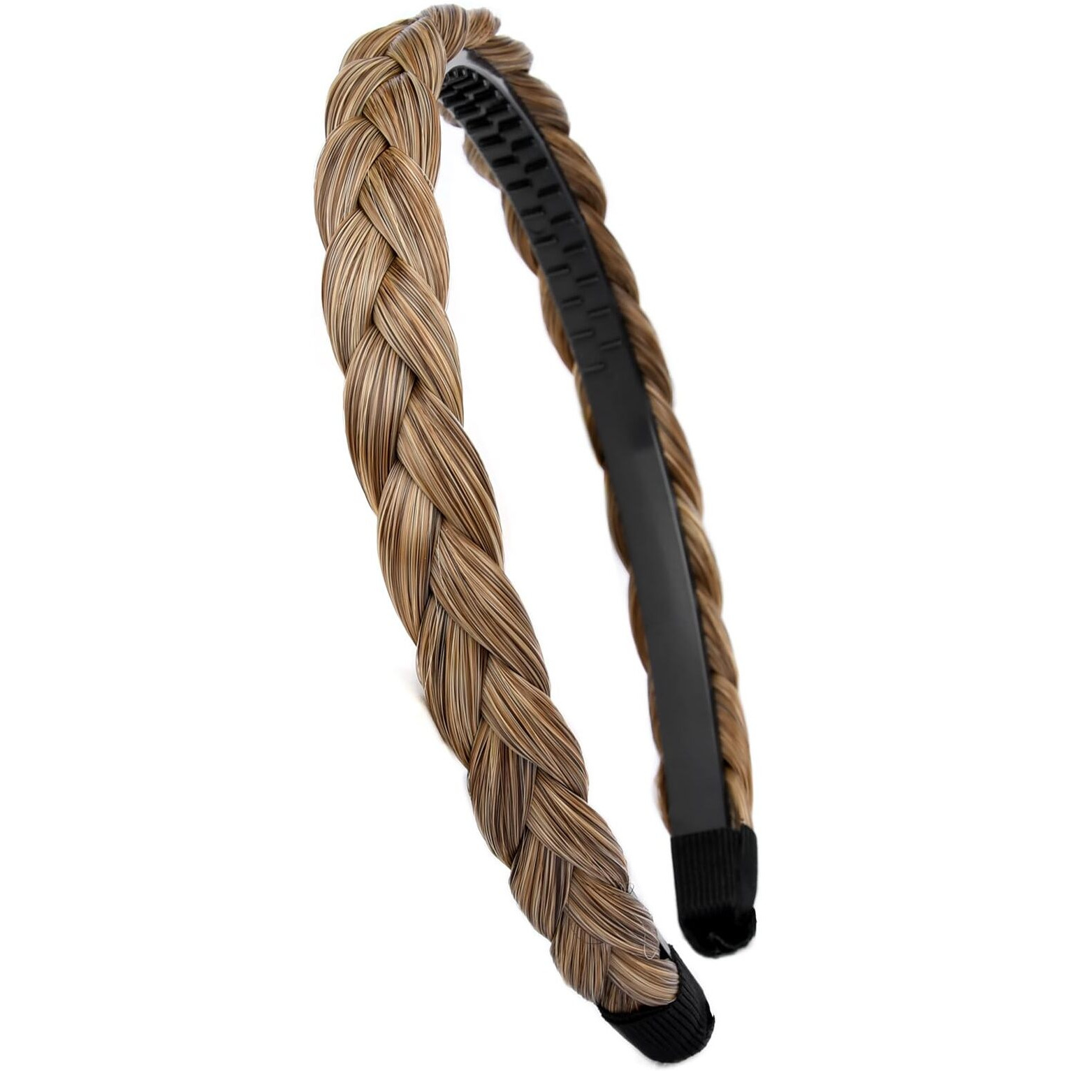 Oplira Braided Headband With Teeth Braids Hairband With Tooth Synthetic Hair Band Plaited Hairband For Women (Dark Blonde-0.6 Inches)