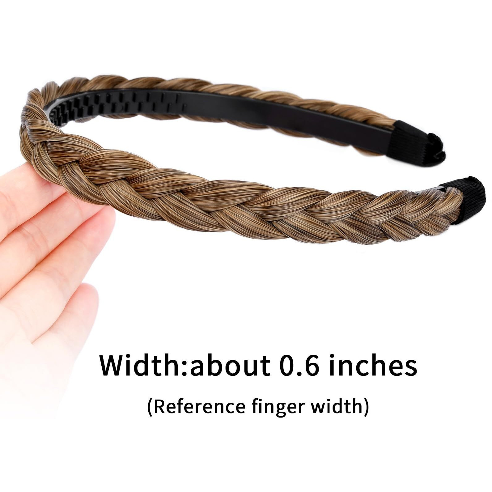 Oplira Braided Headband With Teeth Braids Hairband With Tooth Synthetic Hair Band Plaited Hairband For Women (Dark Blonde-0.6 Inches)