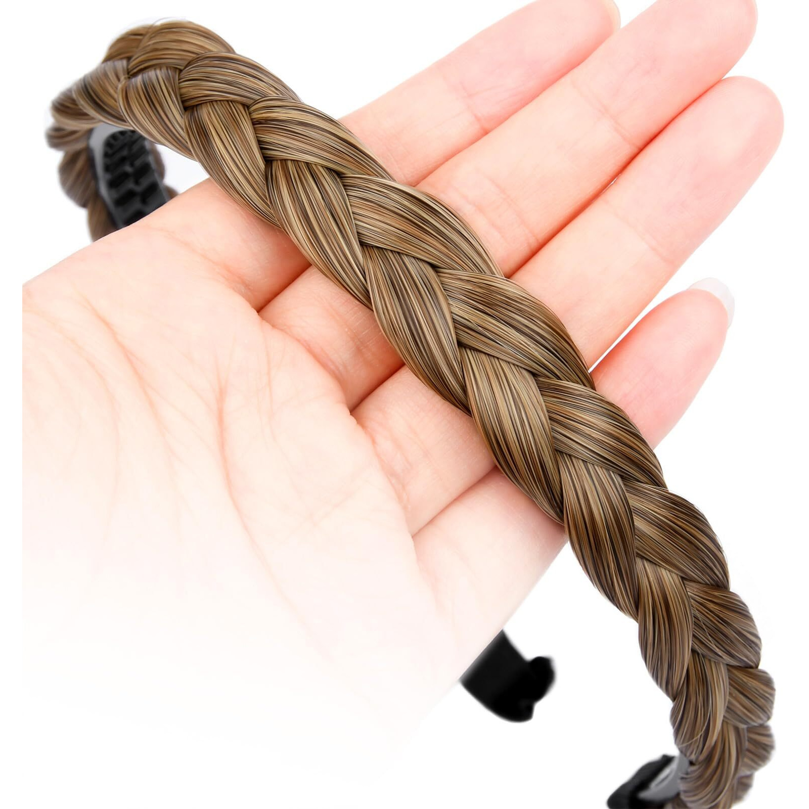 Oplira Braided Headband With Teeth Braids Hairband With Tooth Synthetic Hair Band Plaited Hairband For Women (Dark Blonde-0.6 Inches)