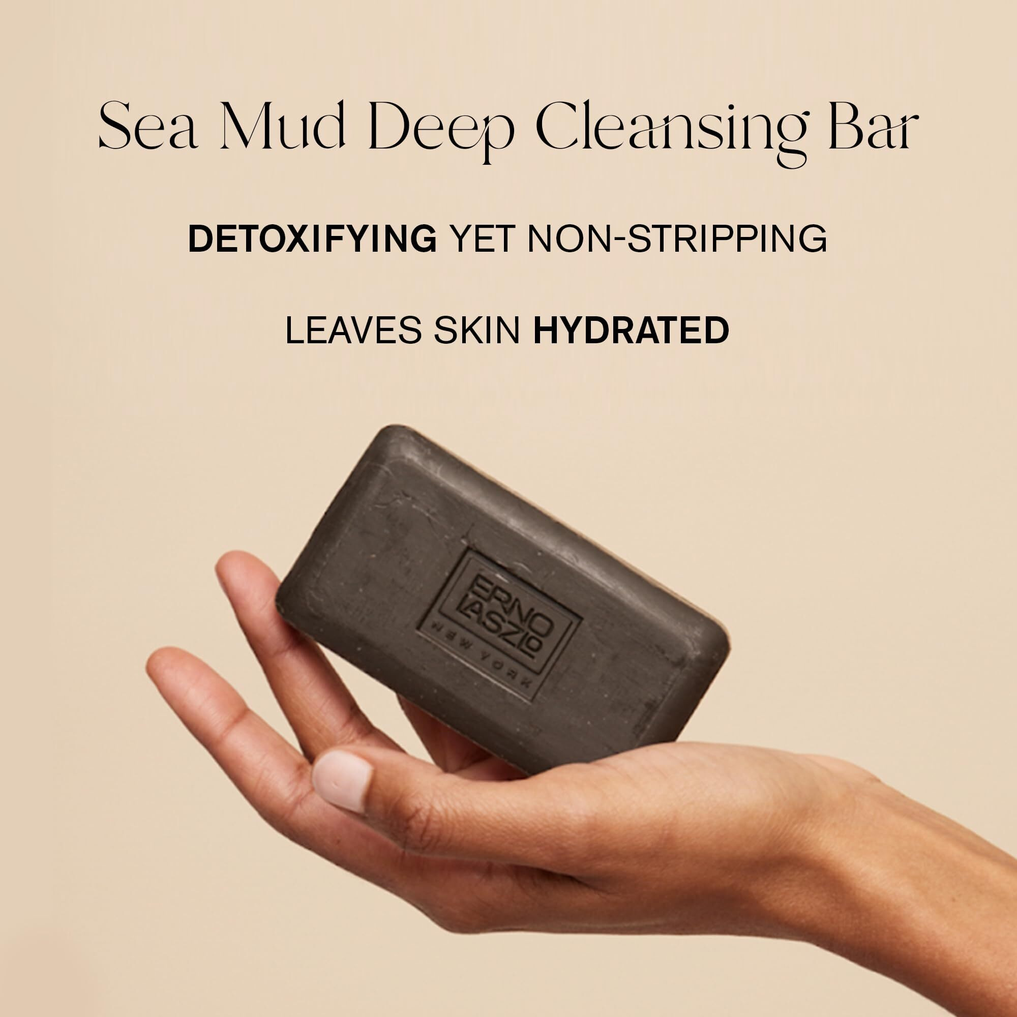 Erno Laszlo Sea Mud Deep Cleansing Face Wash Bar, Detox Charcoal Soap Bar With Dead Sea Mud, Removes Excess Oil, Unclogs Pores, Gently Exfoliates & Purifies Skin, For Oily, Blemish-Prone Skin, 1.7 Oz
