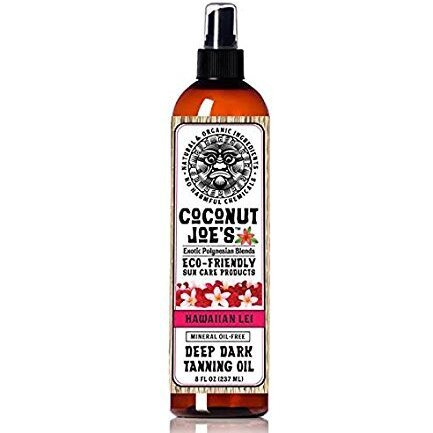 Hawaiian Lei Dark Tanning Oil By Coconut Joe's | No Harmful Chemicals, Mineral Oil Free, 8 Ounce Bottle