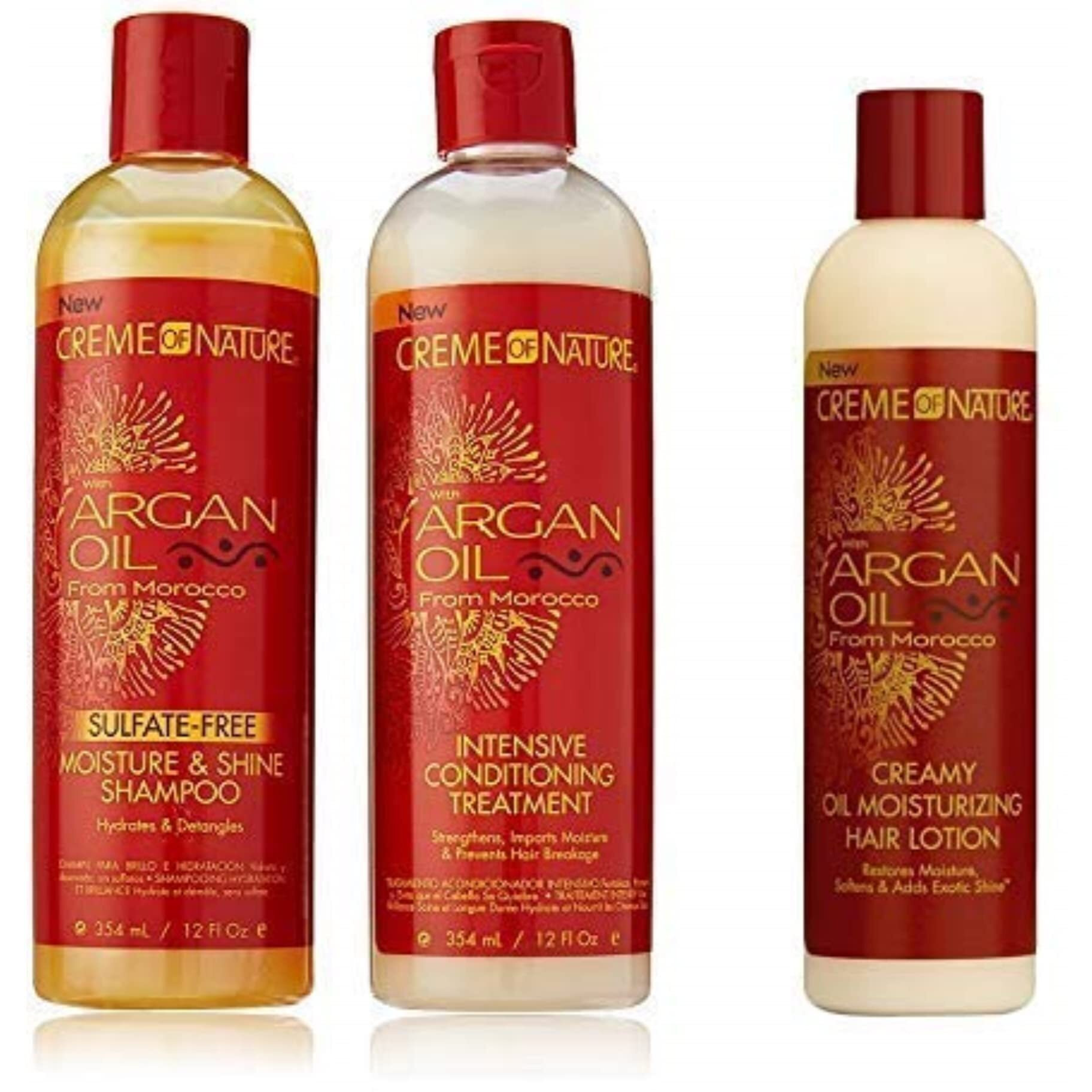 "&quotCreme Of Nature Argan Oil Trio Set (Moisture & Shine Shampoo, Intensive Conditioning Treatment, Oil Moisturizer)""