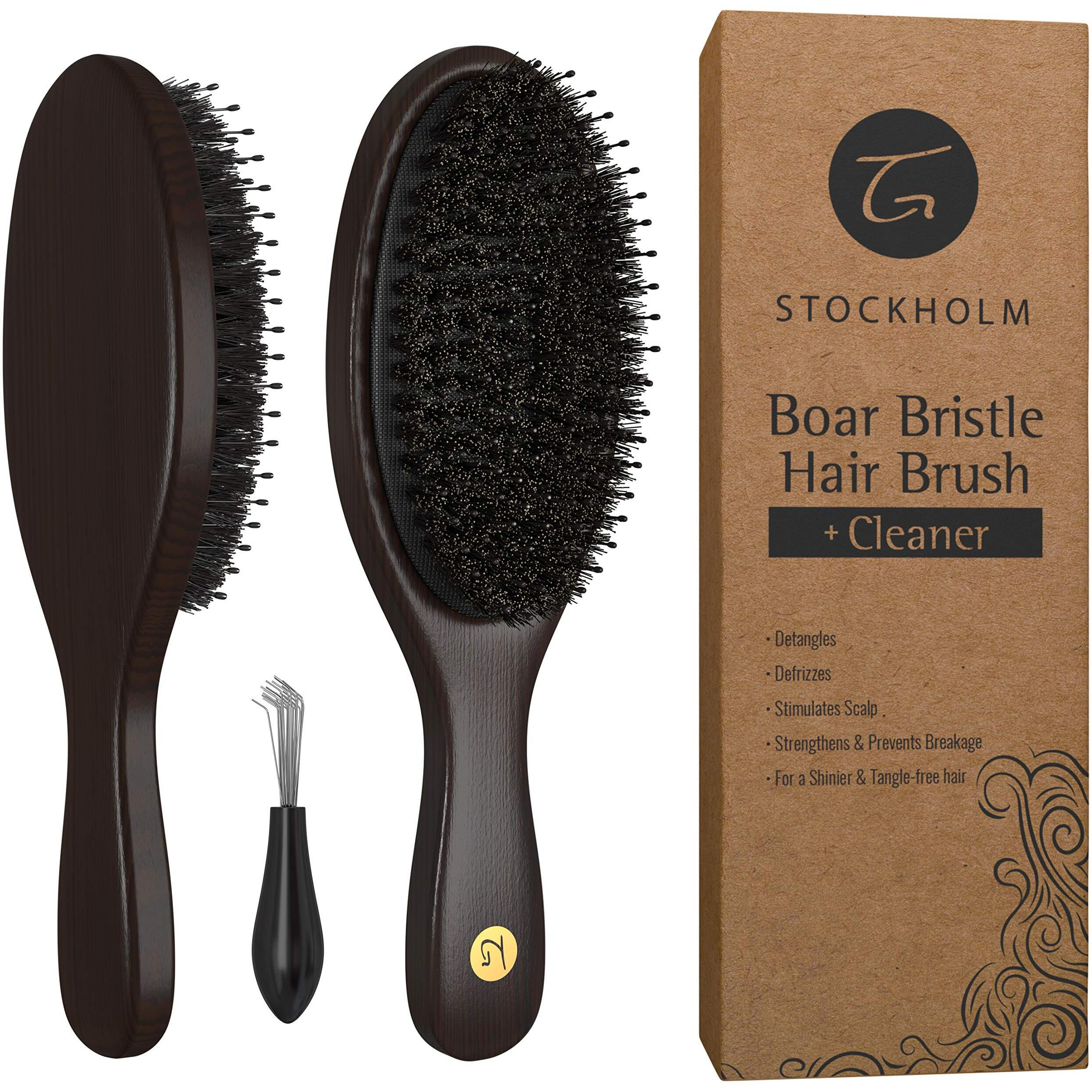Hair Brush For Men And Women - Natural Boar Bristle Hairbrush Distributes Hairs Natural Oils For Shine, Nylon Pins For Soft Scalp Massage & Circulation - Stylist Recommended For Healthy, Soft Hair