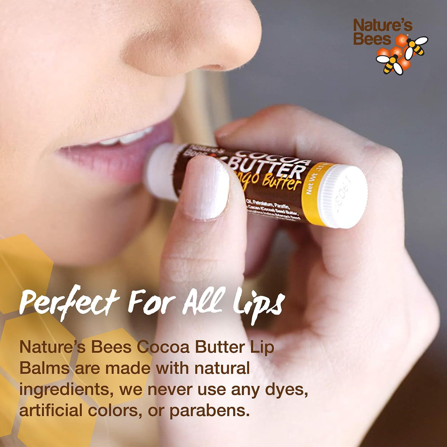 Nature's Bees - Cocoa Butter Lip Balm Moisturizer - Original 48 Pack, 4 Flavors - Original, Shea Butter, Mango Butter, Olive Oil - Made W/Coconut Oil, Beeswax, Vitamin E, Aloe - 0.15Oz (4.2G)