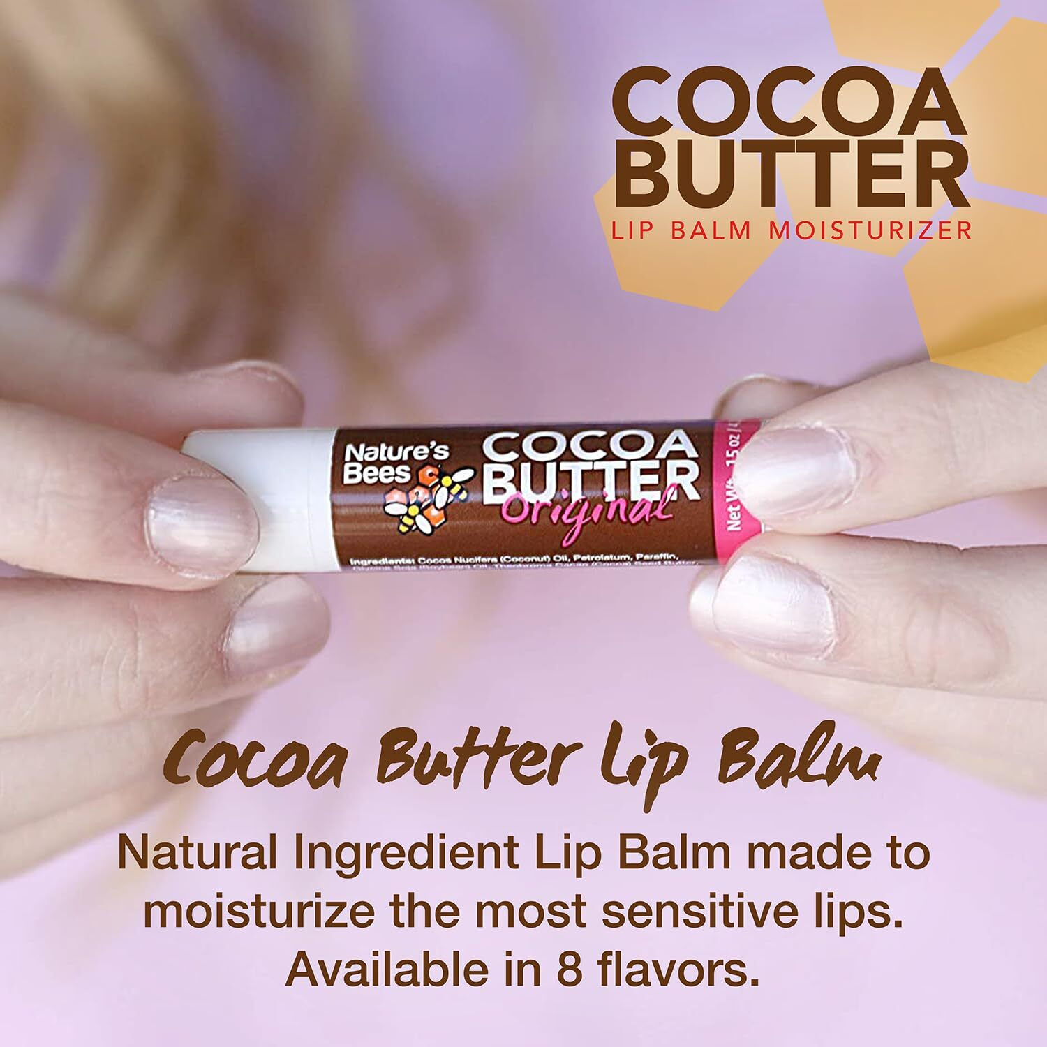 Nature's Bees - Cocoa Butter Lip Balm Moisturizer - Original 48 Pack, 4 Flavors - Original, Shea Butter, Mango Butter, Olive Oil - Made W/Coconut Oil, Beeswax, Vitamin E, Aloe - 0.15Oz (4.2G)