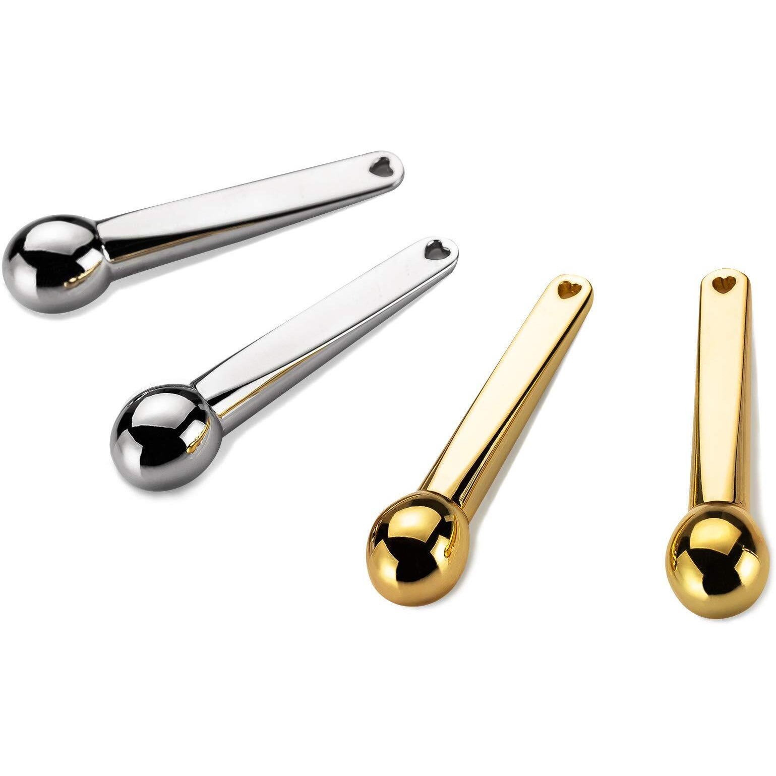 Lisapack 4 Pack Metal Eye Cream Applicator, Eye Serum Roller Ball Massager Stick For Reduce Depuffer, Massage (Silver&Gold)