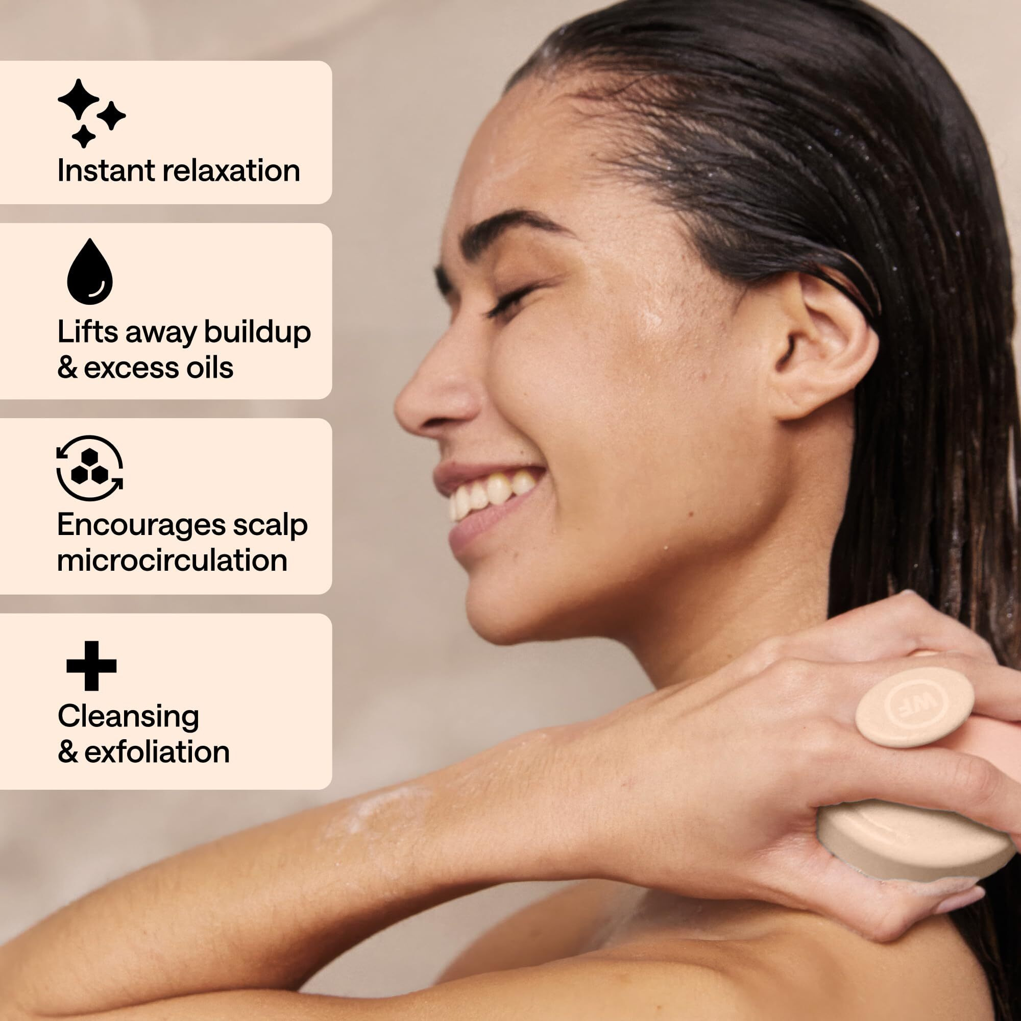 Silicone Scalp Scrubber For Dandruff - Serum, Balm, & Hair Oil Applicator - Scalp Massager Hair Growth For Men, Women - Shampoo Massager Brush Or Head Scratcher - Alternative To Shower Comb - Beige