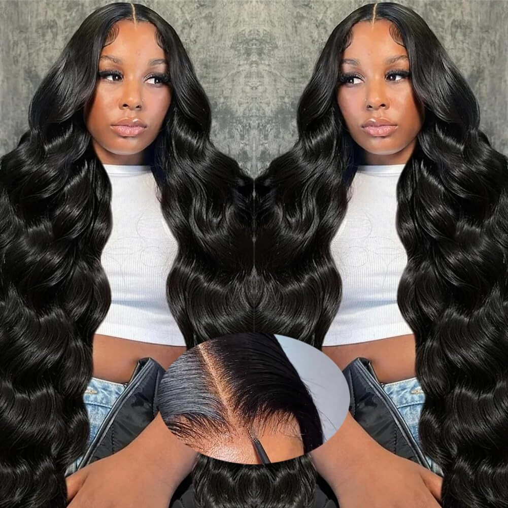 Wzowzo 34 Inch Wear And Go Glueless Wigs Human Hair Pre Plucked Pre Cut 5X5 Hd Lace Closure Wigs Human Hair 180% Density Body Wave Lace Front Wigs Human Hair For Women Closure Wigs Human Hair