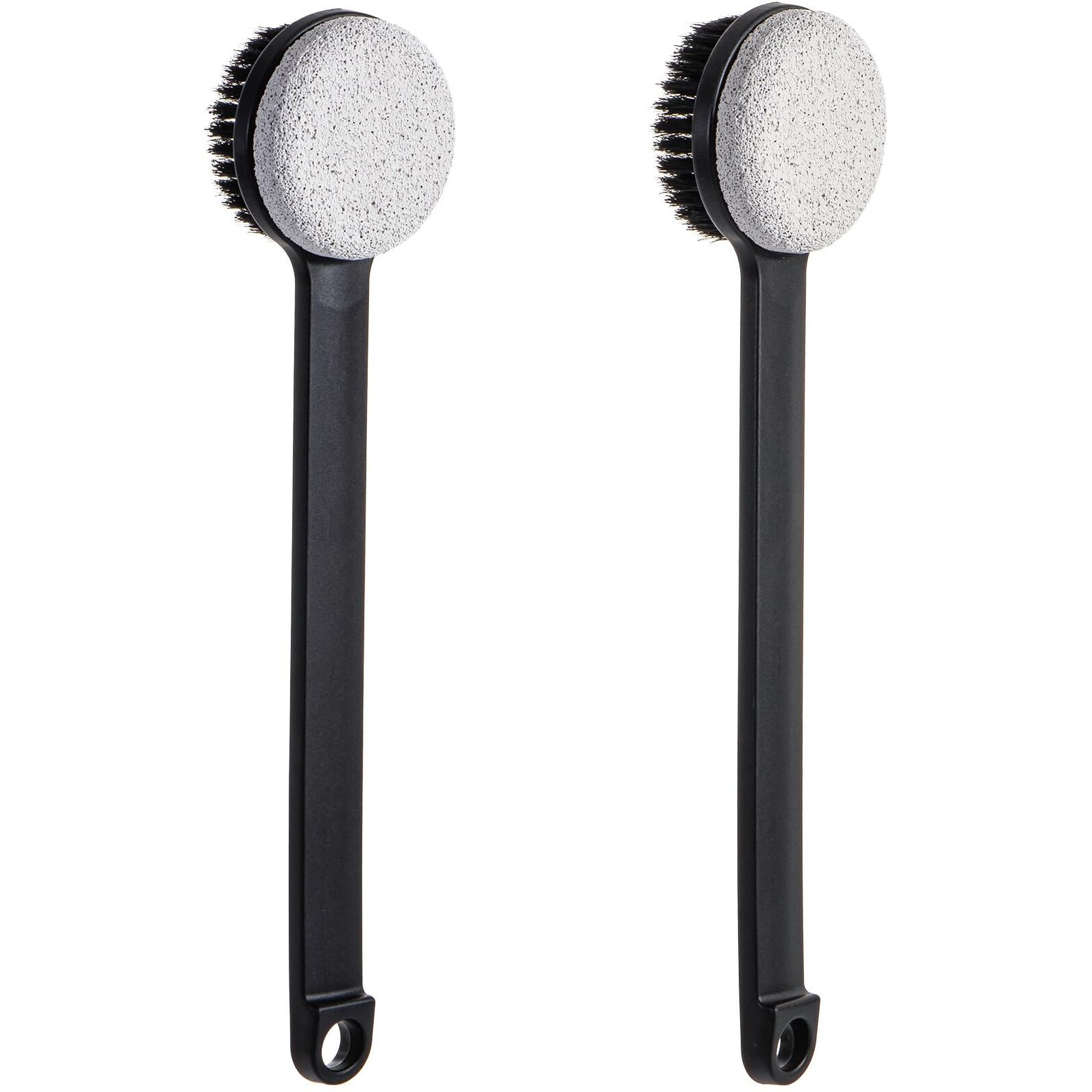 Beomeen Pumice Stone For Feet And Shower Brush With Long Handle 14"", Hard Skin Callus Remover, 2 In 1 Foot Scrubber Brush, Back Scrubber Body Brush For Shower Deep Cleansing And Exfoliating (Straight)