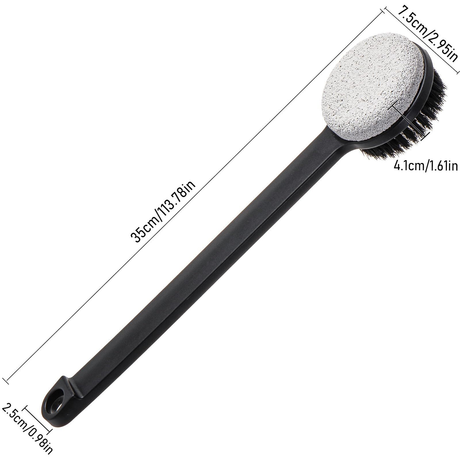 Beomeen Pumice Stone For Feet And Shower Brush With Long Handle 14"", Hard Skin Callus Remover, 2 In 1 Foot Scrubber Brush, Back Scrubber Body Brush For Shower Deep Cleansing And Exfoliating (Straight)