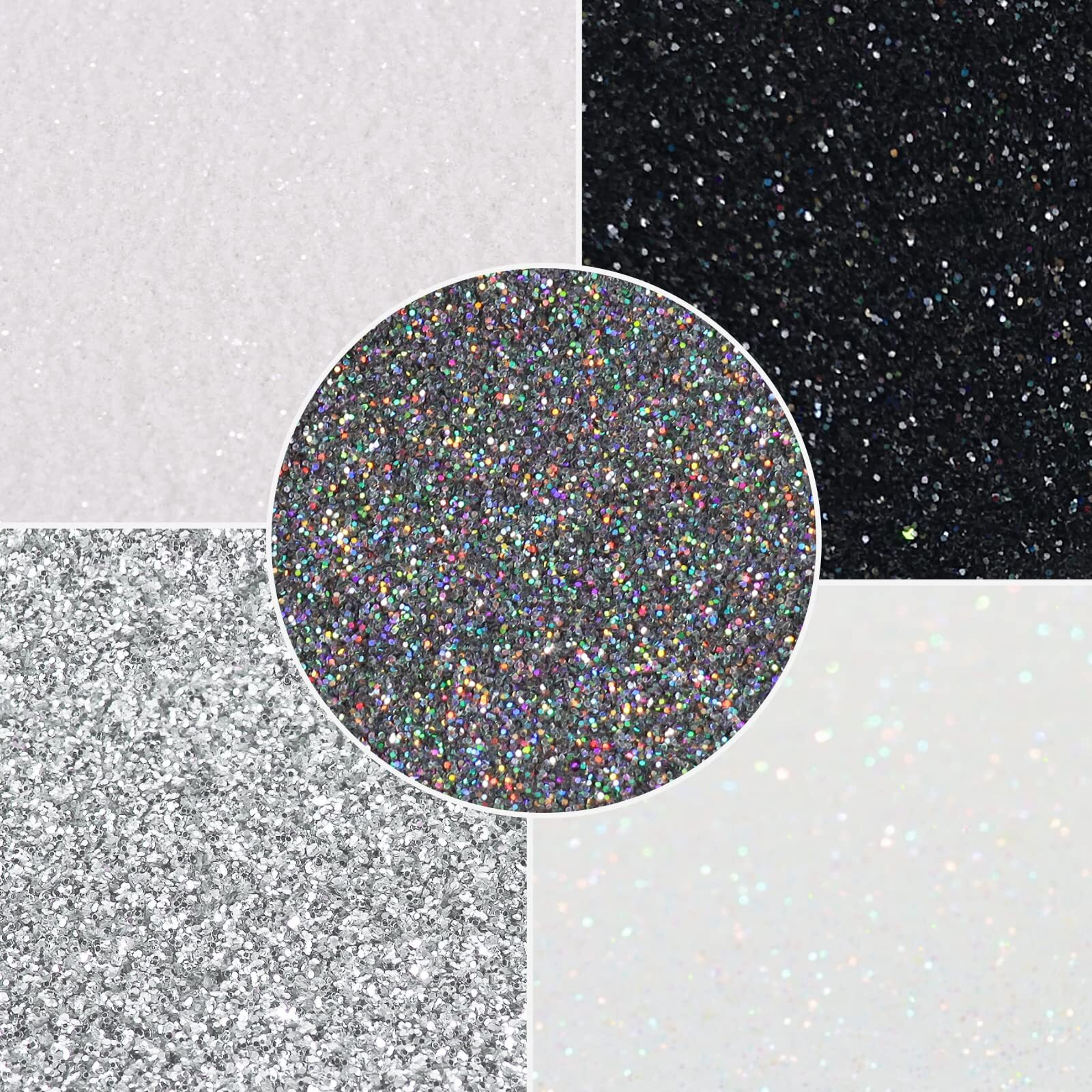 Marblers Cosmetic Grade Fine Glitter 5-Pack [Mono Beauty] 0.90Oz (25G) | Non-Toxic | Vegan | Cruelty-Free | Eyeshadow, Nail Polish, Nail Art | Festival, Rave & Party Makeup | Body & Face