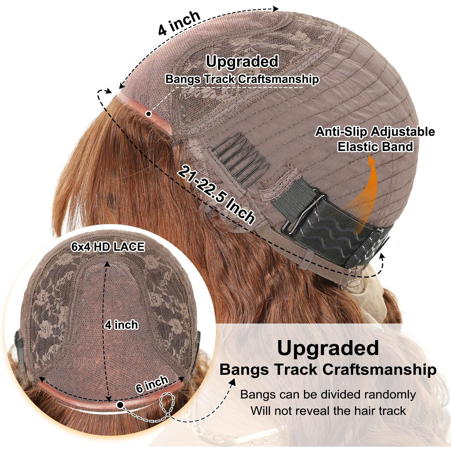 Ruiyu 18 Inch 6X4 Hd Lace Front Closure Wigs Brown 4 Body Wave Wig With Bangs Human Hair Glueless Ready To Wear And Go Color Colored Wigs Glueless 100% Human Hair For Black Women