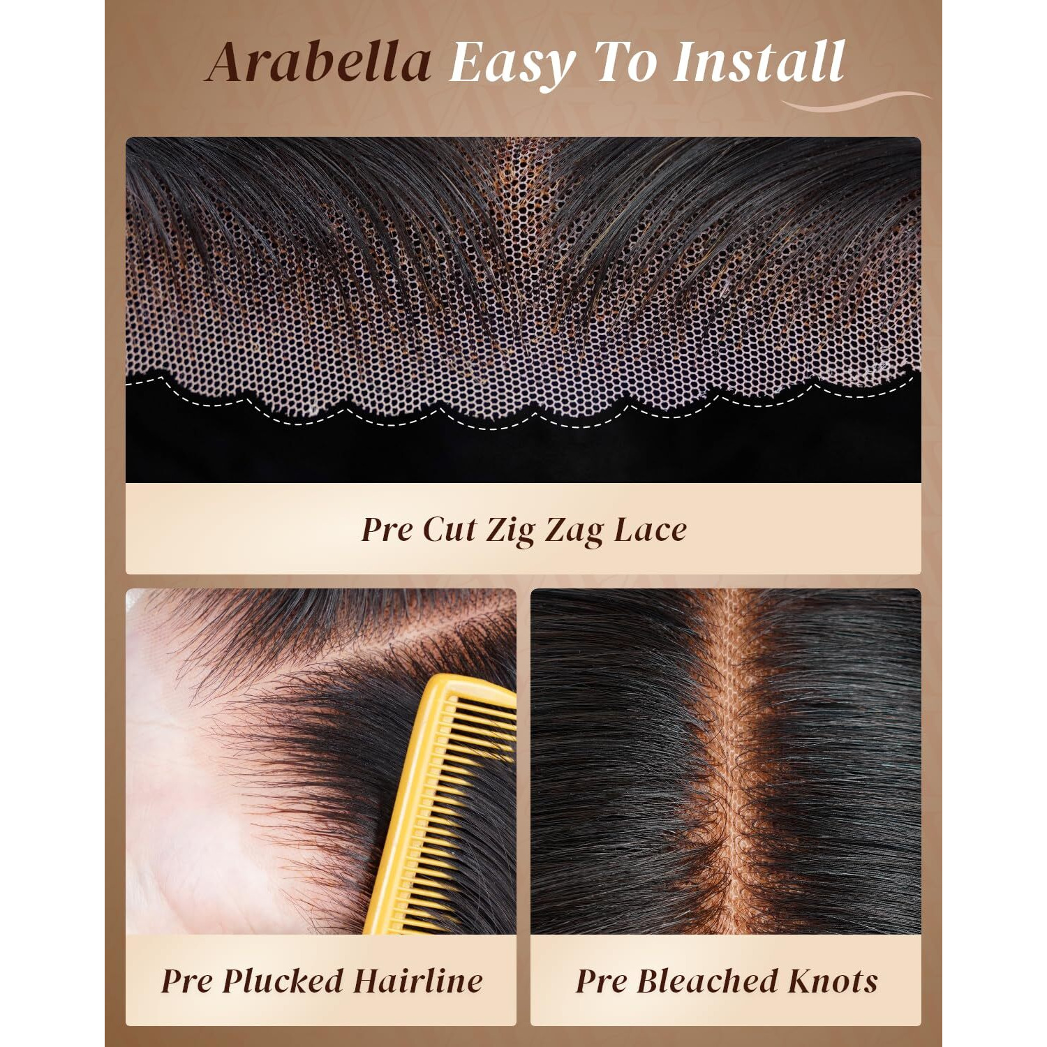 Arabella 5X6 Glueless Wigs N51 Human Hair Pre Plucked Pre Cut 230% Density Glueless Wigs 100% Human Hair 12A Hair Wig Pre Plucked Bleached Knots Loose Body Wave Wig 20Inch