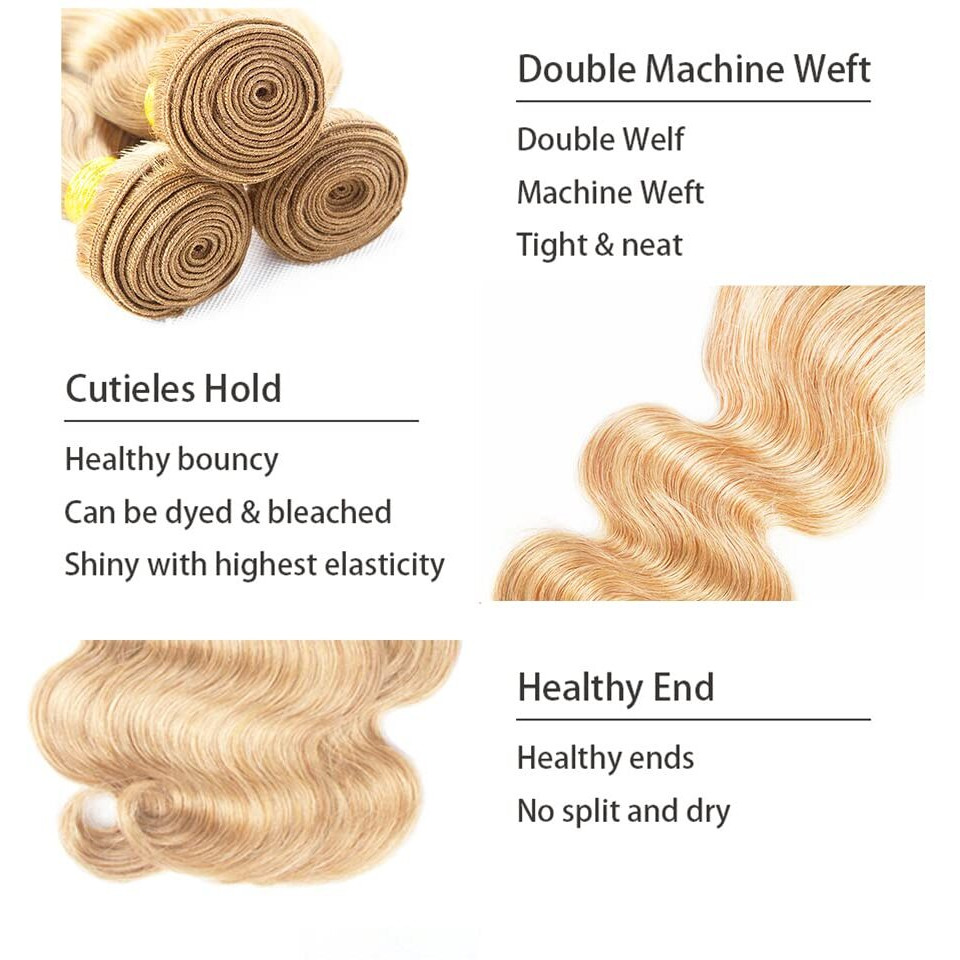 P27/613 Highlight Blonde Bundles Human Hair Body Wave Bundles 32 Inch 1 Bundle Unprocessed Brazilian Virgin Hair Blonde Body Wave Human Hair Extensions