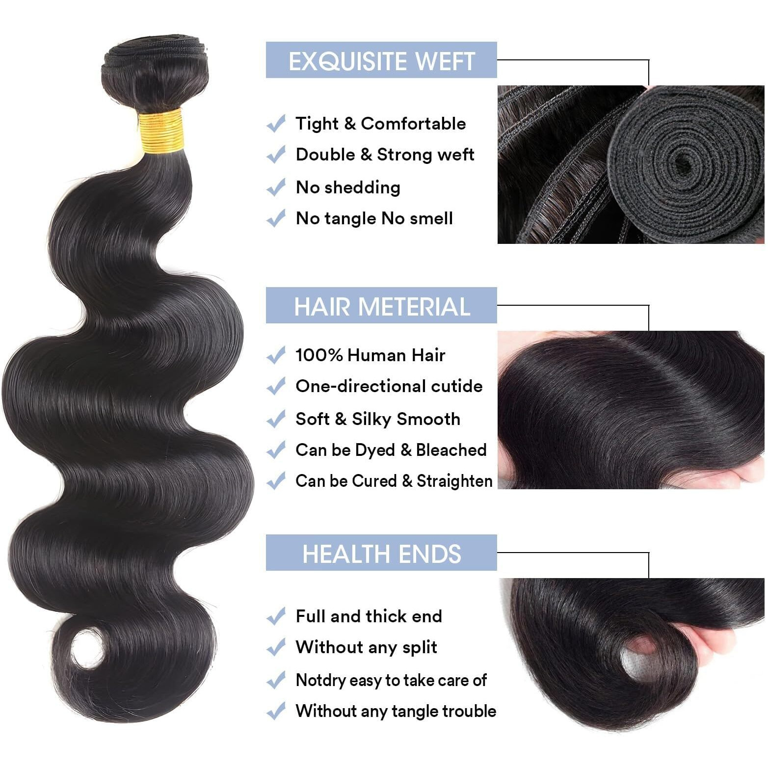 12A Human Hair Bundles Body Wave Bundles Human Hair 22 24 26 Inch 100% Unprocessed Brazilian Virgin Hair Body Wave 3 Bundles Deals Real Human Hair Extensions For Black Women Natural Black