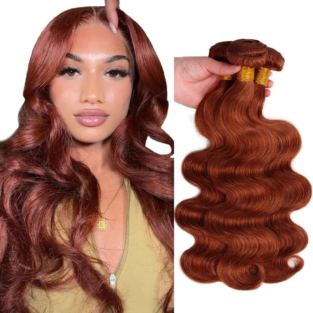 26 28 30 Inch Color 33 Bundle Auburn Body Wave Bundles Human Hair Copper Bundle Human Hair Unprocessed Virgin Hair 3 Bundles