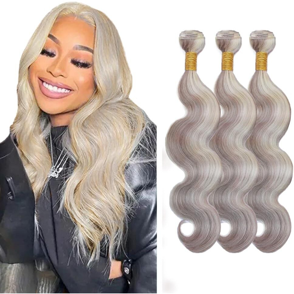 26 28 30 Inch 613 Bundle Grey/613 Body Wave Bundles Silver Body Wave Bundle Grey Mixed 613 Hair 3 Bundles Grey Human Hair Extensions