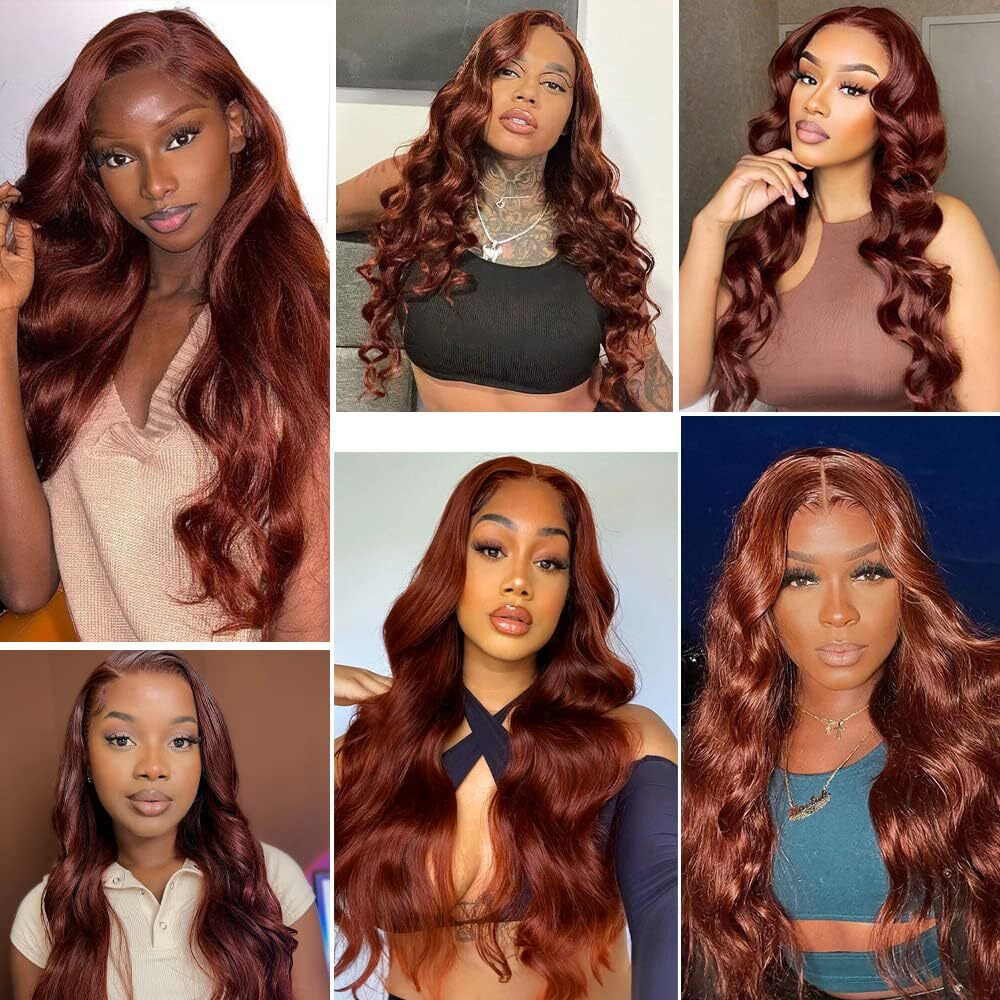 Copper Red Bundles Human Hair Reddish Brown Body Wave Bundles Color 33 Bundle Human Hair Unprocessed Virgin Hair 1 Bundle 28 Inch