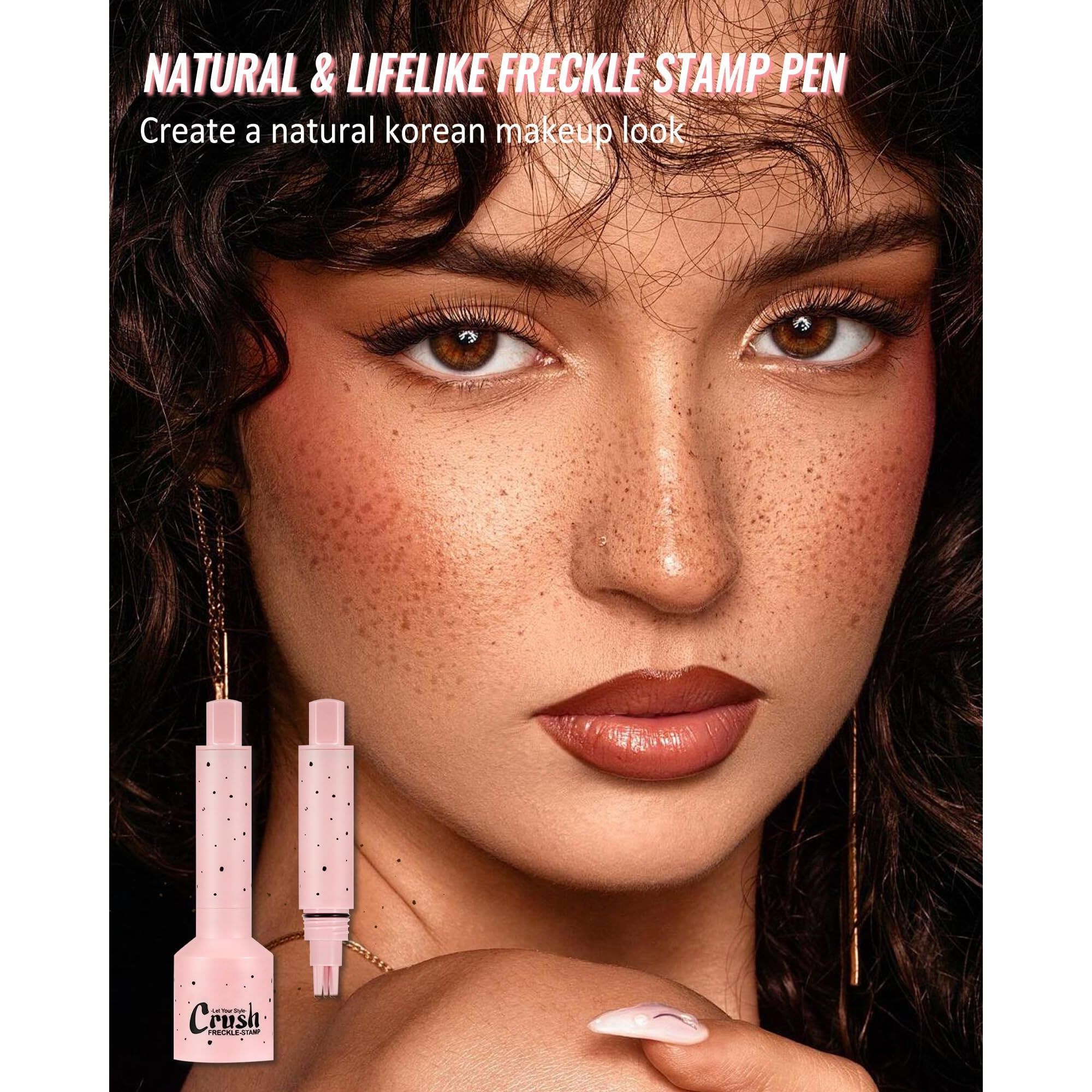 Freckle Stamp, Natural Vivid Faux Freckles Pen, Long Lasting Waterproof Quick Dry Magical Fake Freckle Stamp Pencil, Get Sun-Kissed Stars Makeup In One Press, Makeup Gift For Women Girls - 03 Deep