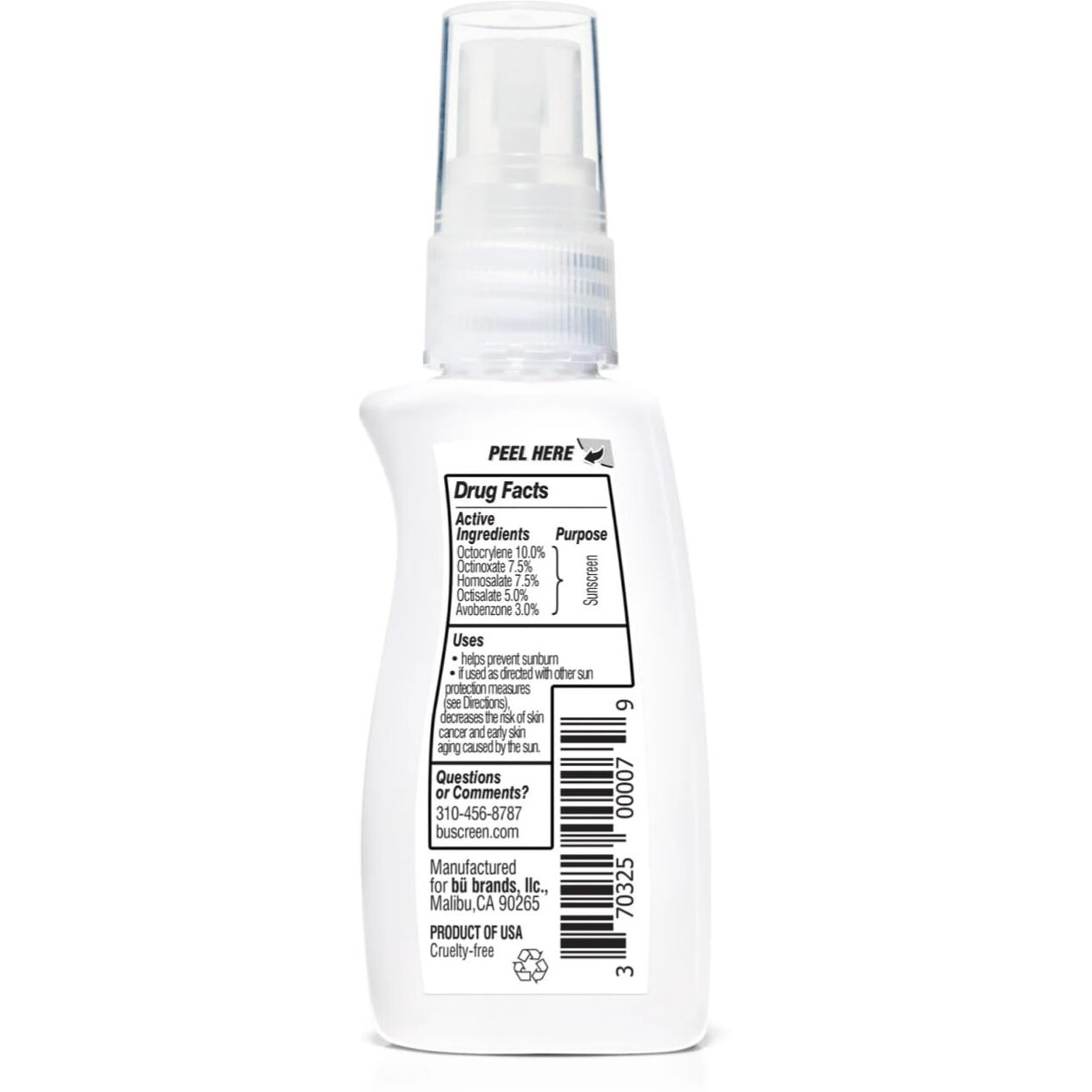 Bu Spf 50 Sunscreen Spray - Nature's Sun Block. Biodegradable. Water Resistant. Tsa Approved. Vegan. Alcohol & Cruelty Free | Fragrance Free Kids - 1 Oz (3 Pack)