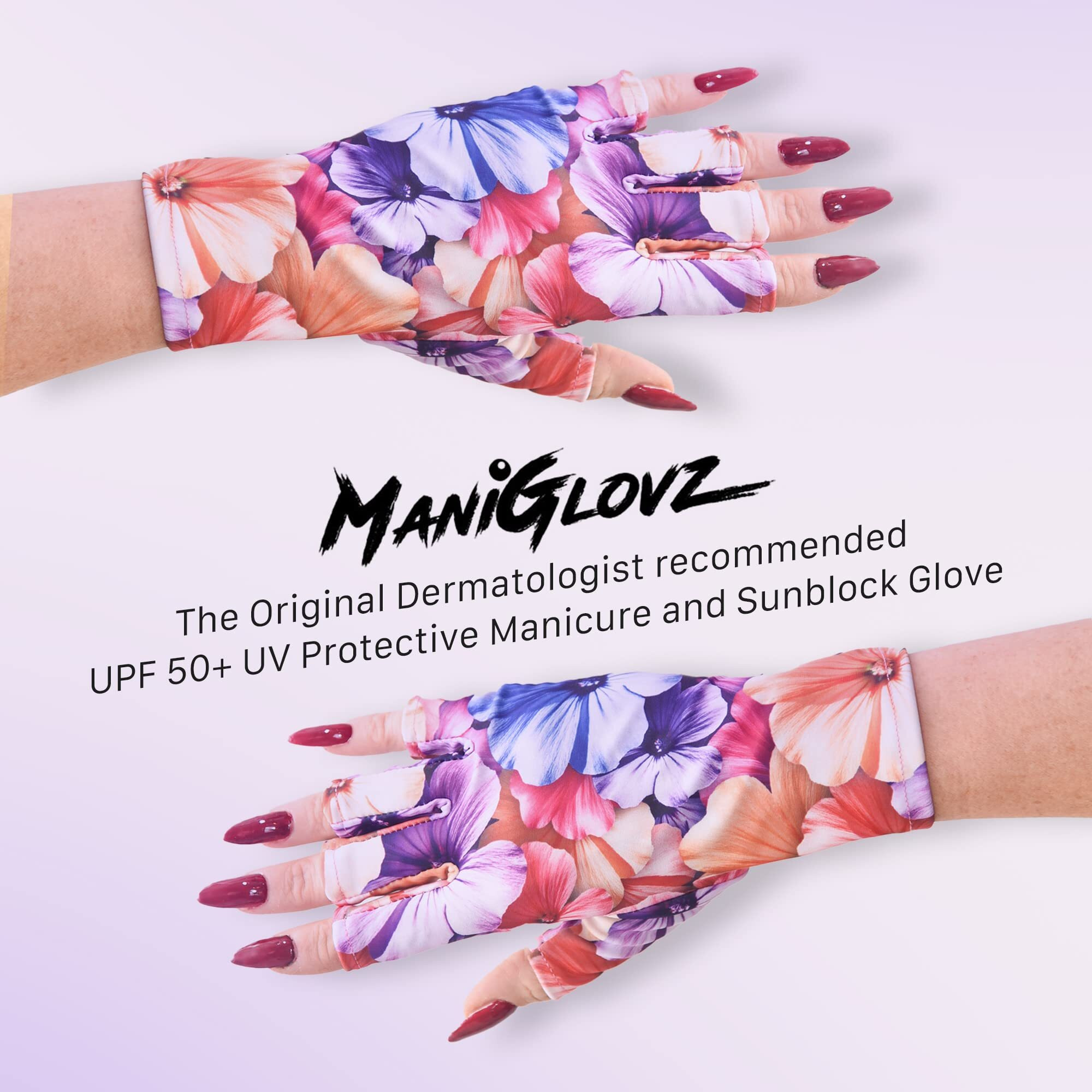 Maniglovz - The Original Upf 50+ Uv Light Protective Nail Gloves | Gel Manicure Gloves And Anti Uv Fingerless Gloves For Women | Can Be Used As Sun Protection Gloves For Driving | Beige Marble