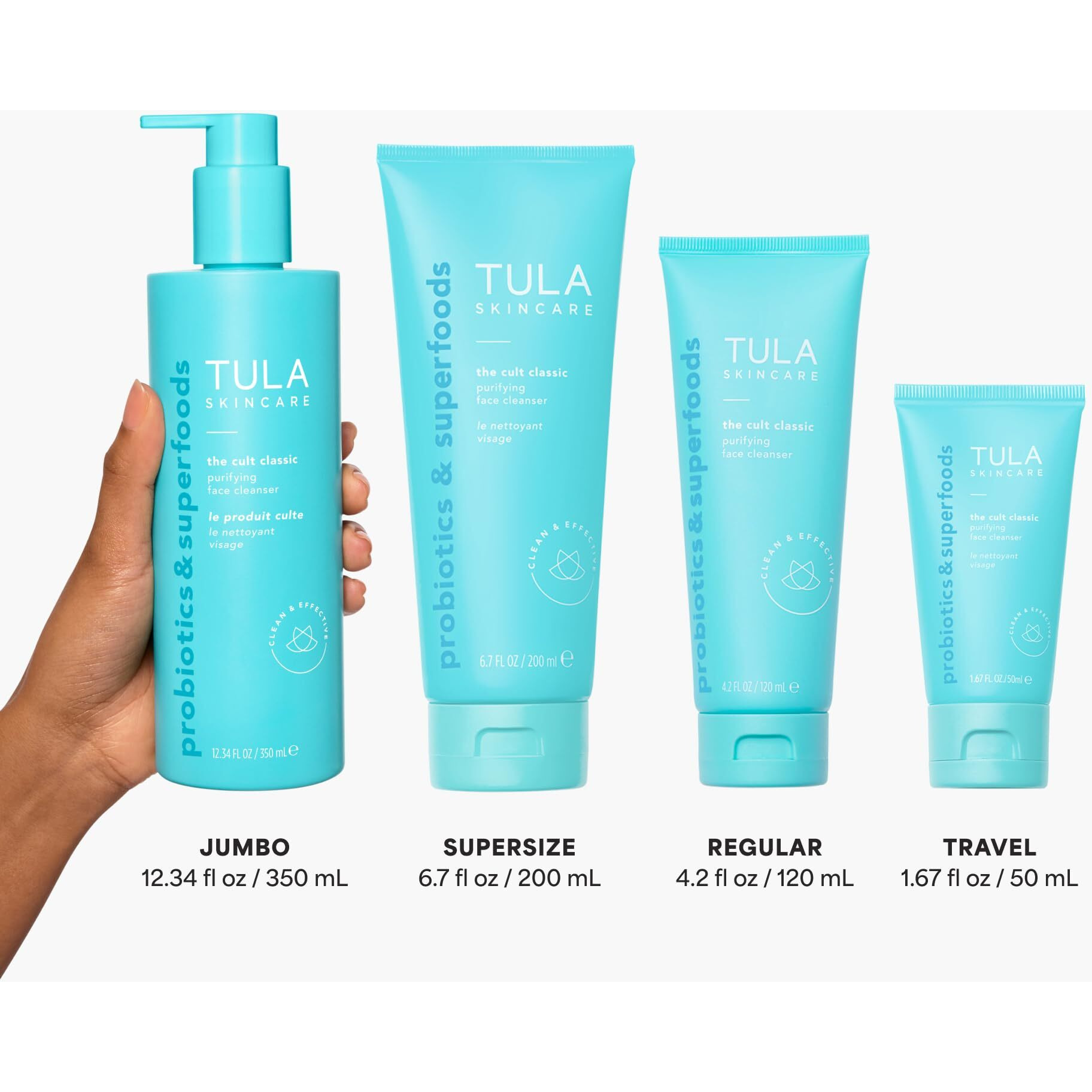 Tula Skin Care Cult Classic Purifying Face Cleanser, Full And Travel Size Duo - Gentle And Effective Face Wash, Makeup Remover, Nourishing And Hydrating, Set Of 2