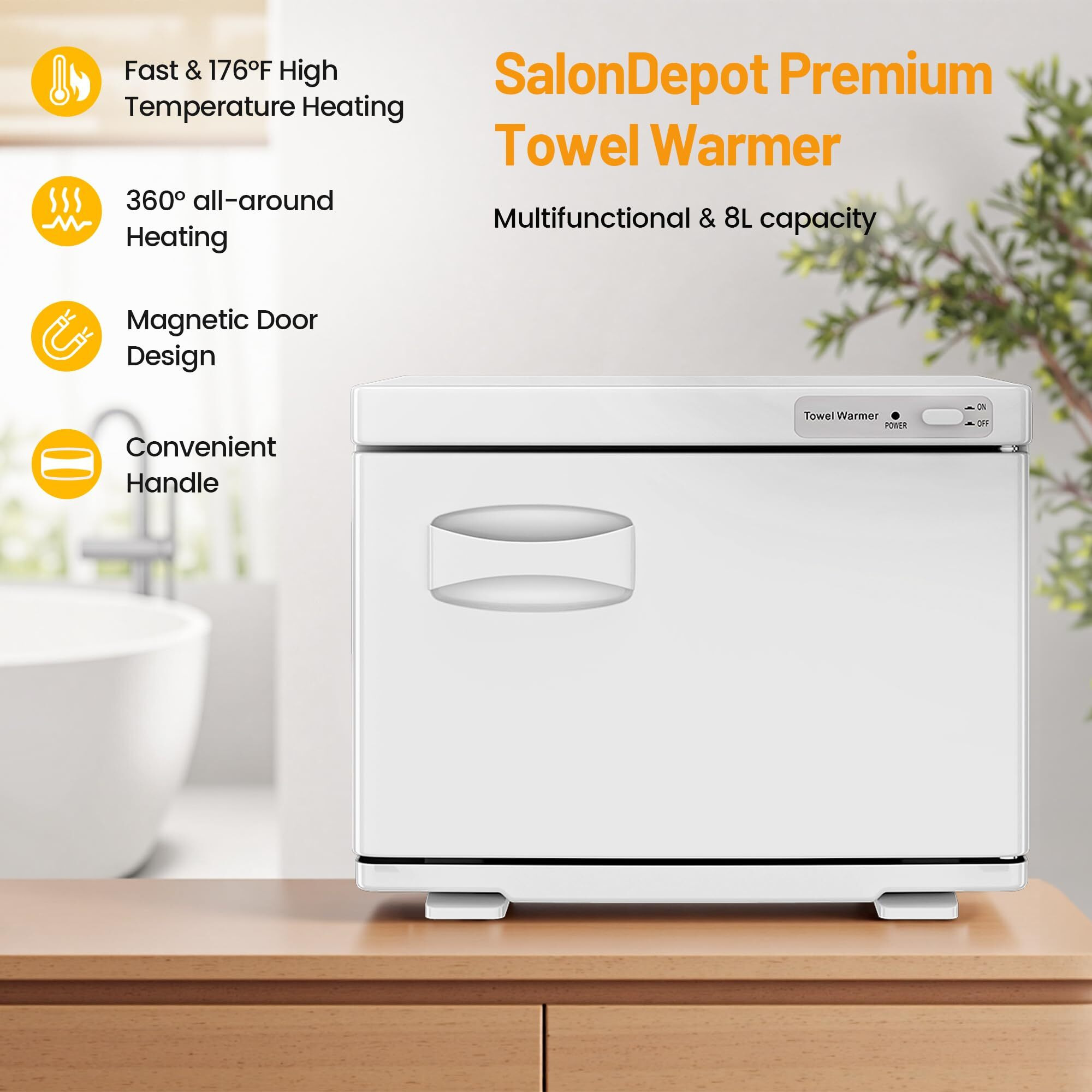 Hot Towel Warmer Salondepot 8L Capacity Spa Towel Warmer With Compact Design For Salon, Barber Shop, Massage & Facial (White)