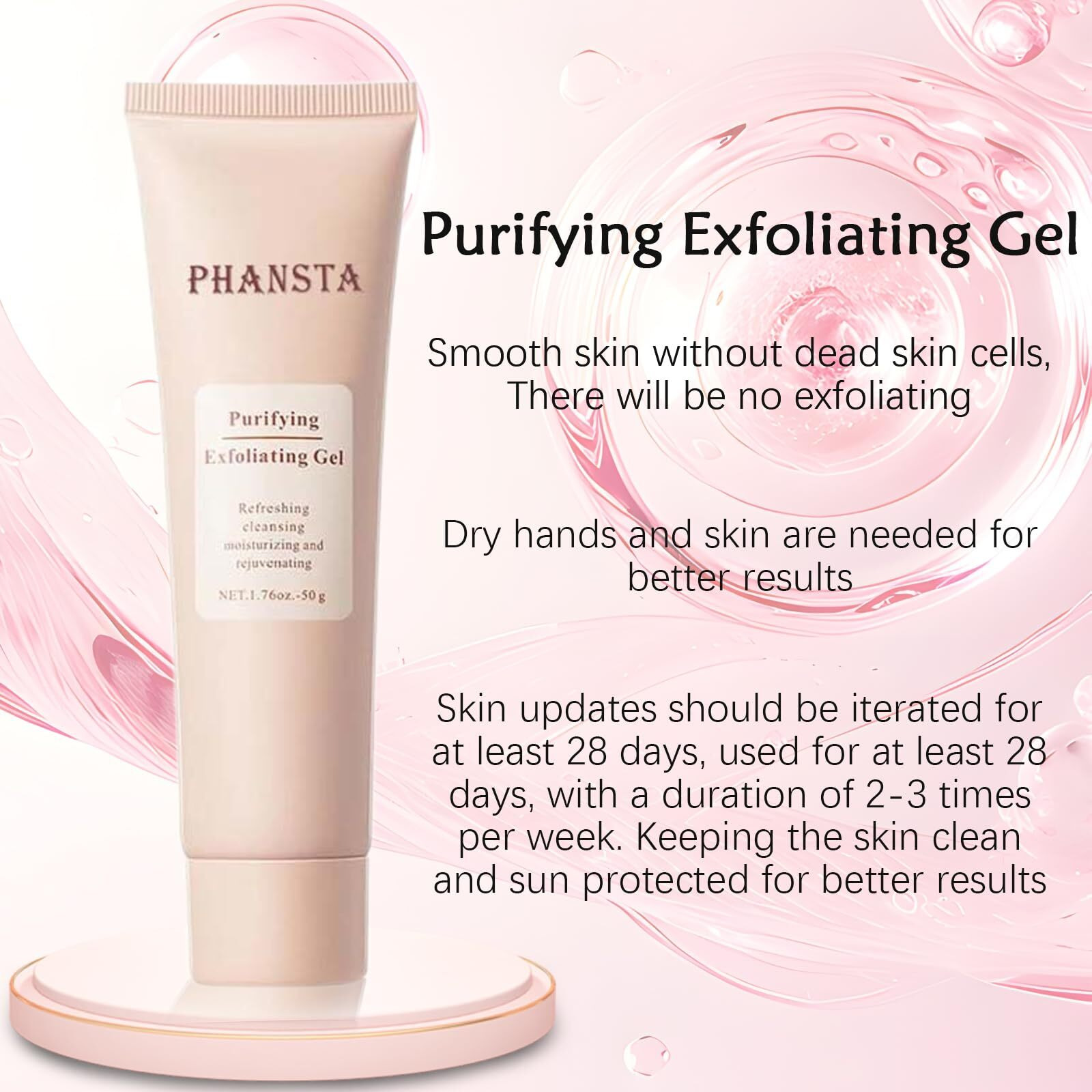 Purifying Exfoliating Gel - 50G Gentle Purifying Enzymes Exfoliating Gel For Face Facial Skincare Moisture Plant Smooth Comfort Skin Repair (2Pcs)