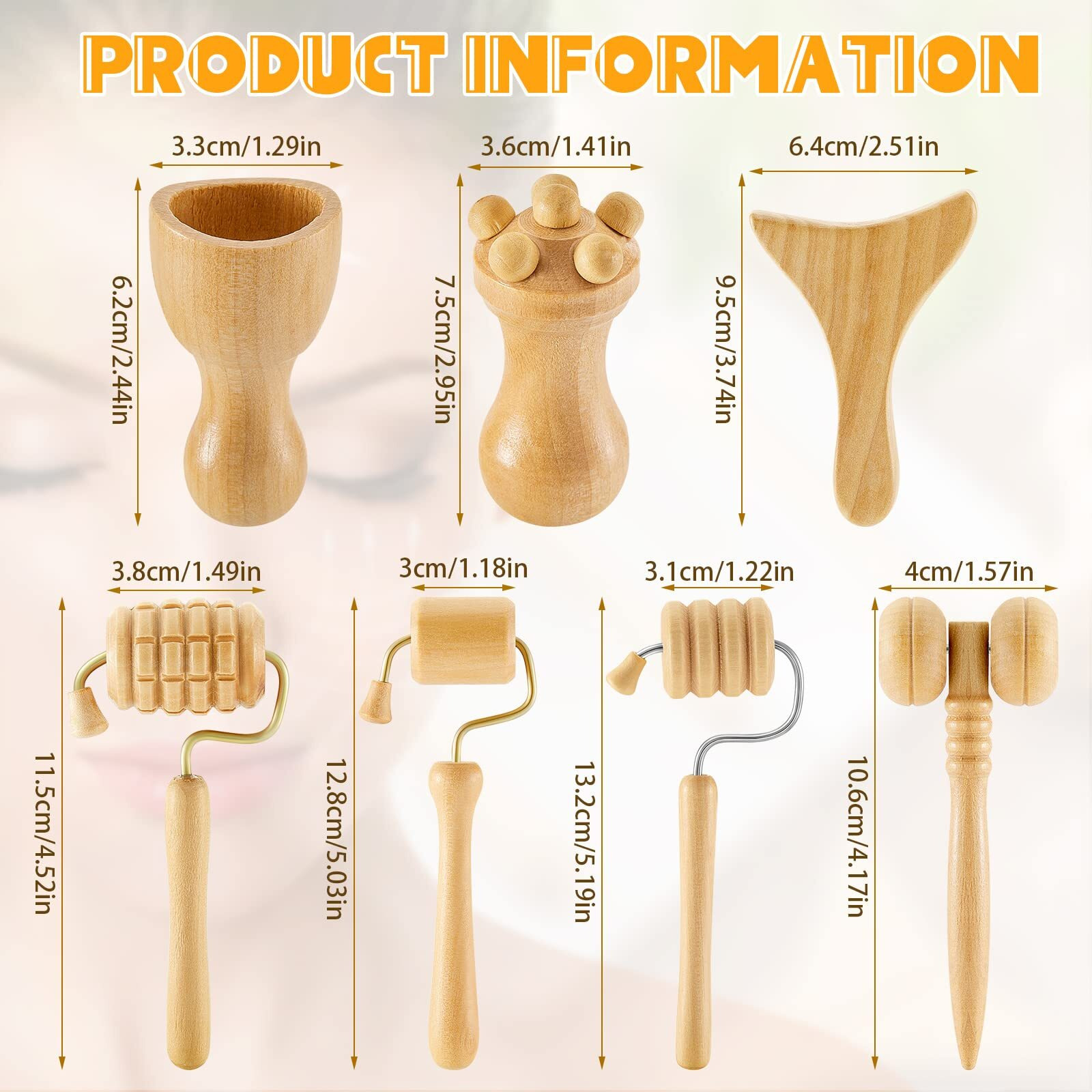 7 Pcs Wooden Face Massage Tool Set Wood Maderoterapia Kit Face Sculpting Tool Skin Care Facial Massager Cupping Facial Cups Contouring Facial Roller For Releasing Fatigue Women Girls, 7 Styles