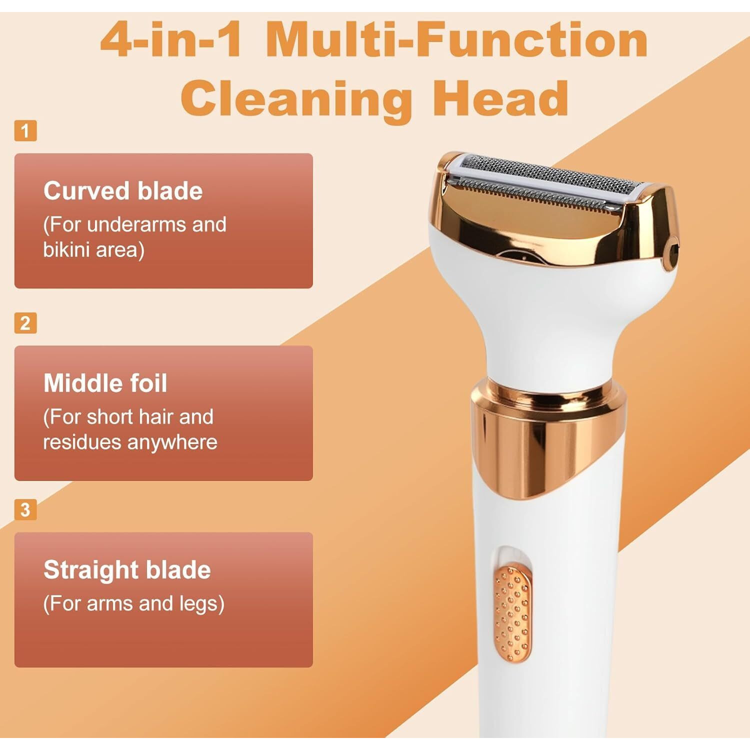 Epilators Hair Removal For Women, 4 In 1 Women Face Epilator, Facial, Eyebrow And Nose Hair Trimmer For All Skin Types, Removable And Washable Heads