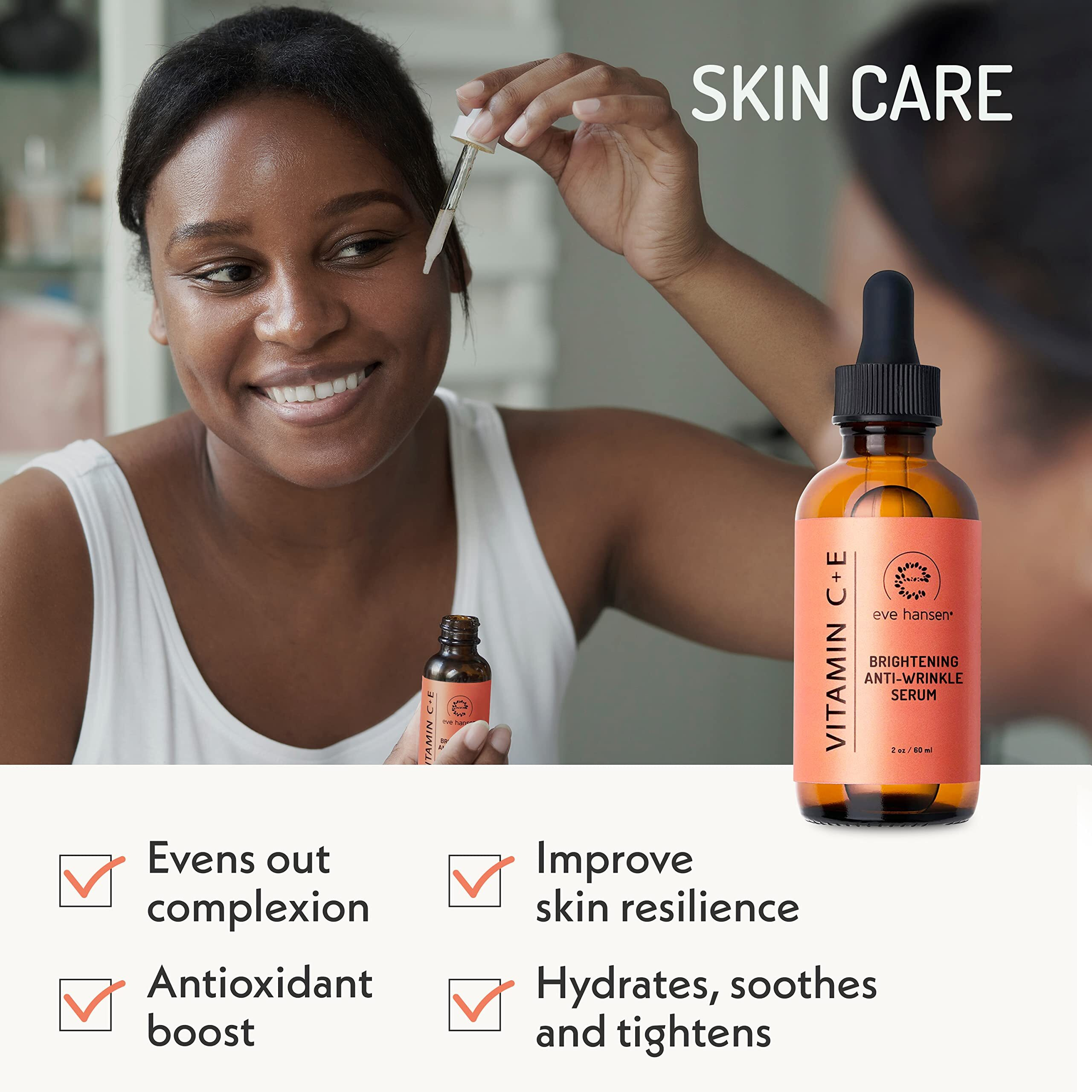 Eve Hansen Vitamin C Serum For Face - Facial Serum With Hyaluronic Acid, Vitamin E And Aloe Vera 2 Oz - For Softer, Smoother, And More Refined Skin