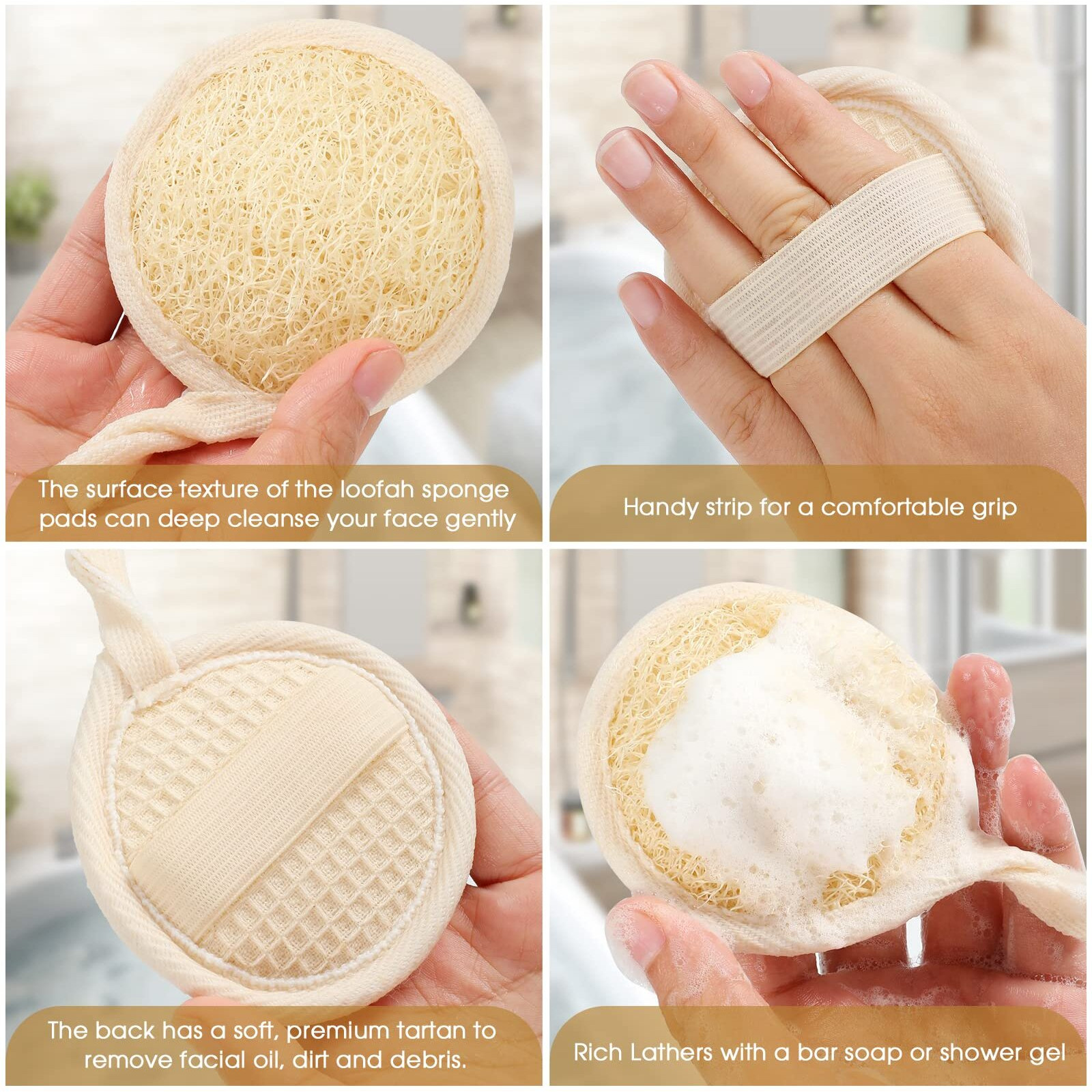 Face Exfoliating Loofah Pads Scrubber, 6 Pcs Luffa Facial Cleanser Sponges Brush, Natural Loofa Exfoliator Scrub Pad For Massage Pores And Cleansing Blackheads For Men Women Without Hurting Skin