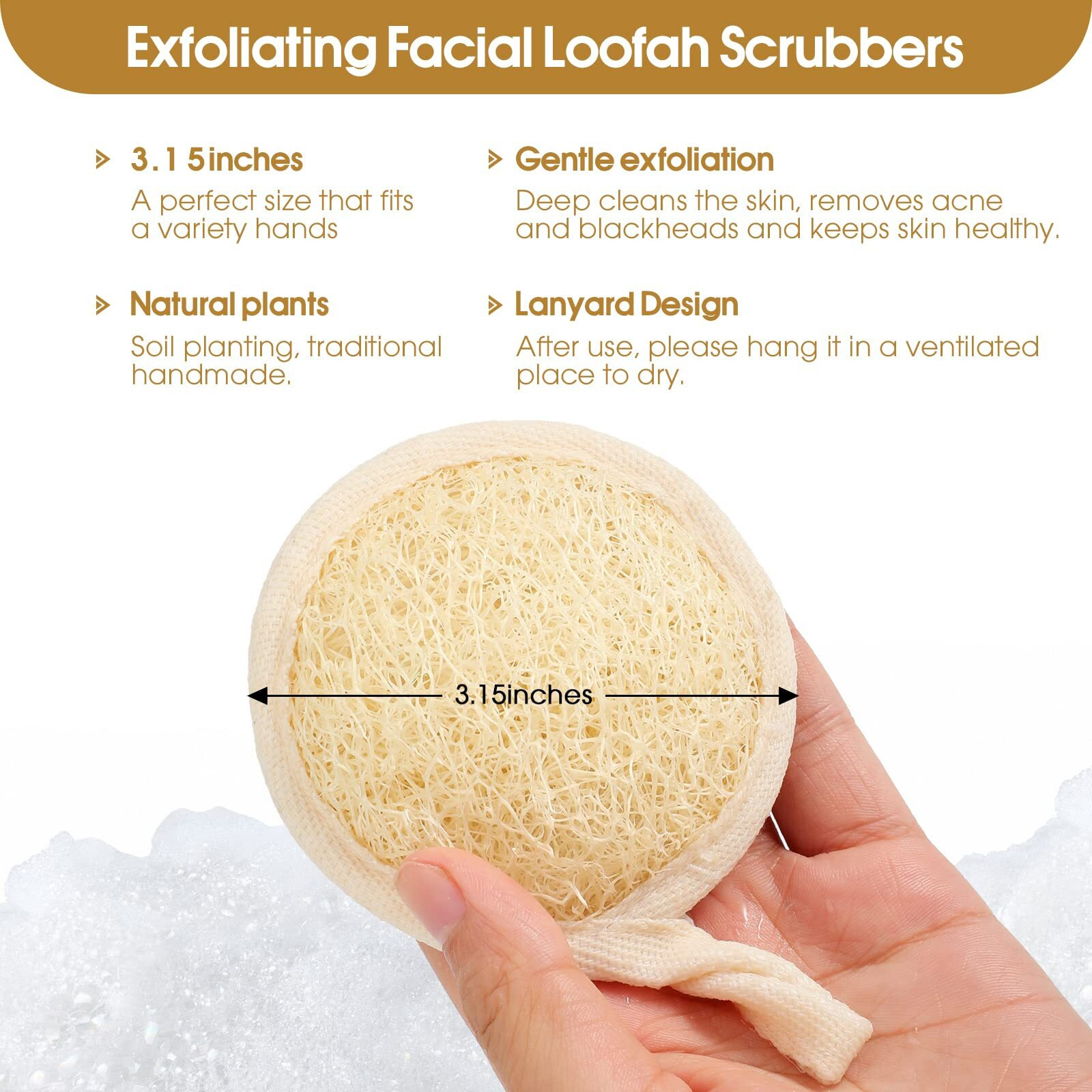 Face Exfoliating Loofah Pads Scrubber, 6 Pcs Luffa Facial Cleanser Sponges Brush, Natural Loofa Exfoliator Scrub Pad For Massage Pores And Cleansing Blackheads For Men Women Without Hurting Skin