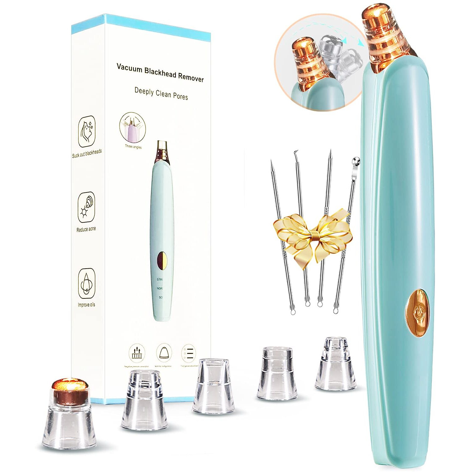 Blackhead Remover Pore Vacuum Cleaner - Upgraded Facial Pore Cleaner - Electric Usb Pore Vacuum With 5 Probes - Upgraded Blackhead Suction Tool - Blackhead Remover Kit