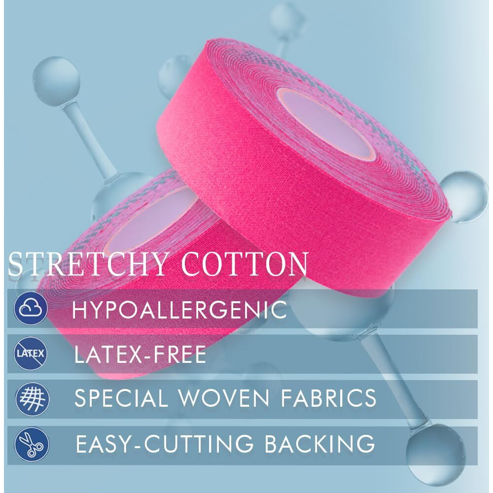 Zancony Face Tape For Wrinkles Facial Myofascial Lift Patches For All Parts Of The Face And Neck, Forehead 11 Lines Nasolabial Folds Crow's Feet Necklines Etc, 2.5 Cm* 2 Rolls - Pink