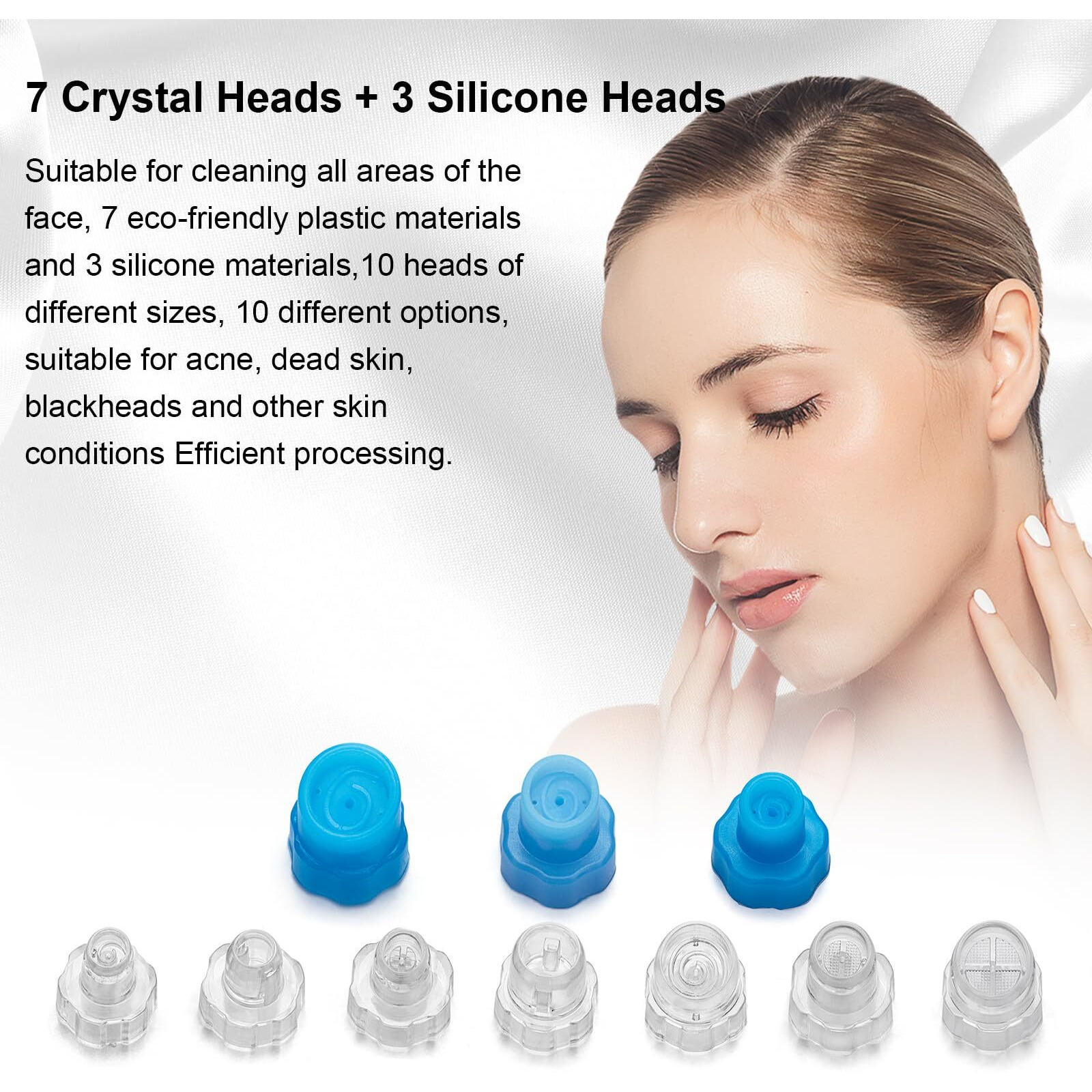 Facial Care Face Cleaning Tool Skin Beauty Set Hydro Dermabrasion Water Peeling 8Pcs Elitzia Etaf133T (White)