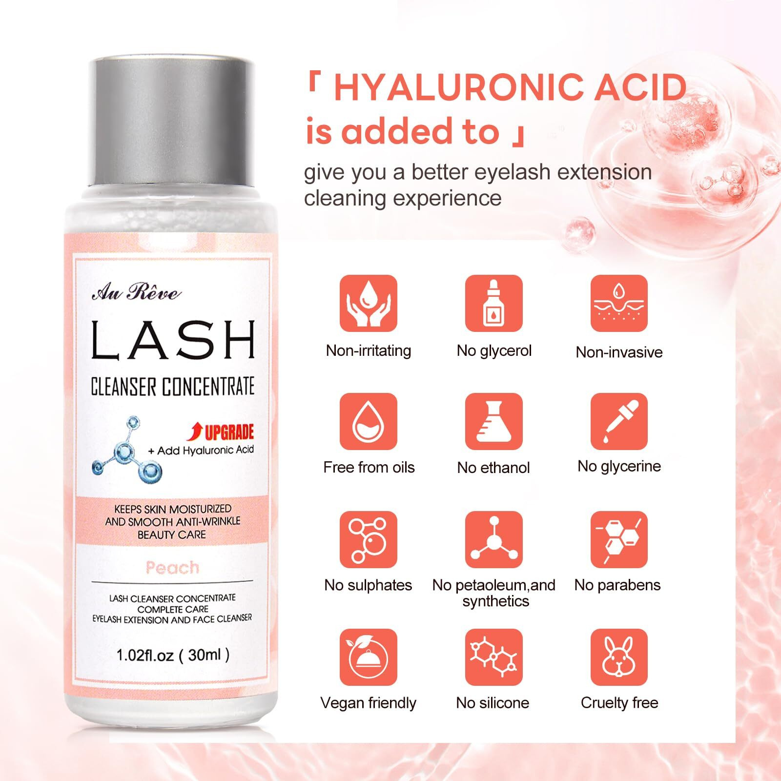 Aureve Lash Shampoo Concentrate 30Ml Lash Cleanser Concentrate Add Hyaluronic Acid Oil-Free Lash Extension Shampoo Perfect For Salon