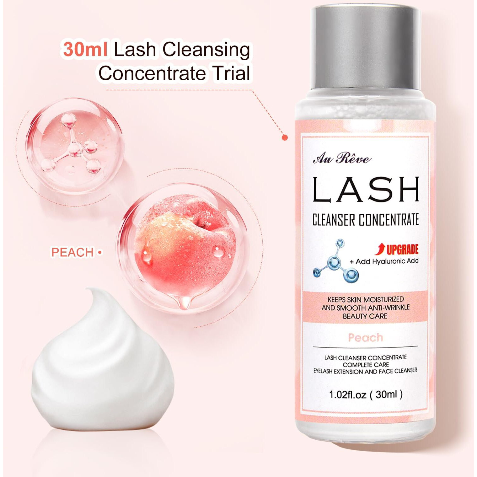Aureve Lash Shampoo Concentrate 30Ml Lash Cleanser Concentrate Add Hyaluronic Acid Oil-Free Lash Extension Shampoo Perfect For Salon