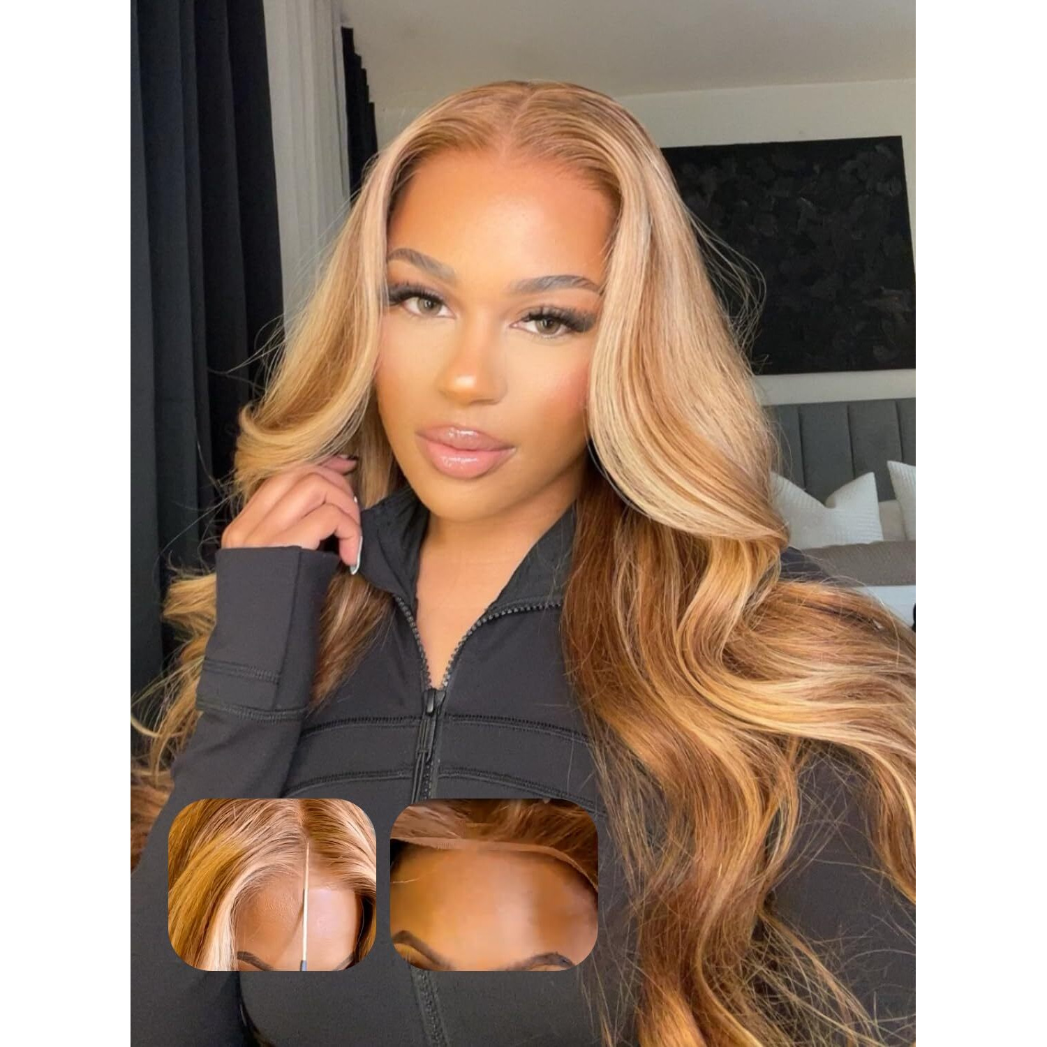 Sunber Bye Bye Knots Glueless Wig Body Wave 7X5 Lace Front Wigs Invisible Knots Lace Front Wigs Human Hair Honey Blonde Highlight Pre Everything Wig Pre Plucked Pre Cut Highlight Piano Blonde 22Inch