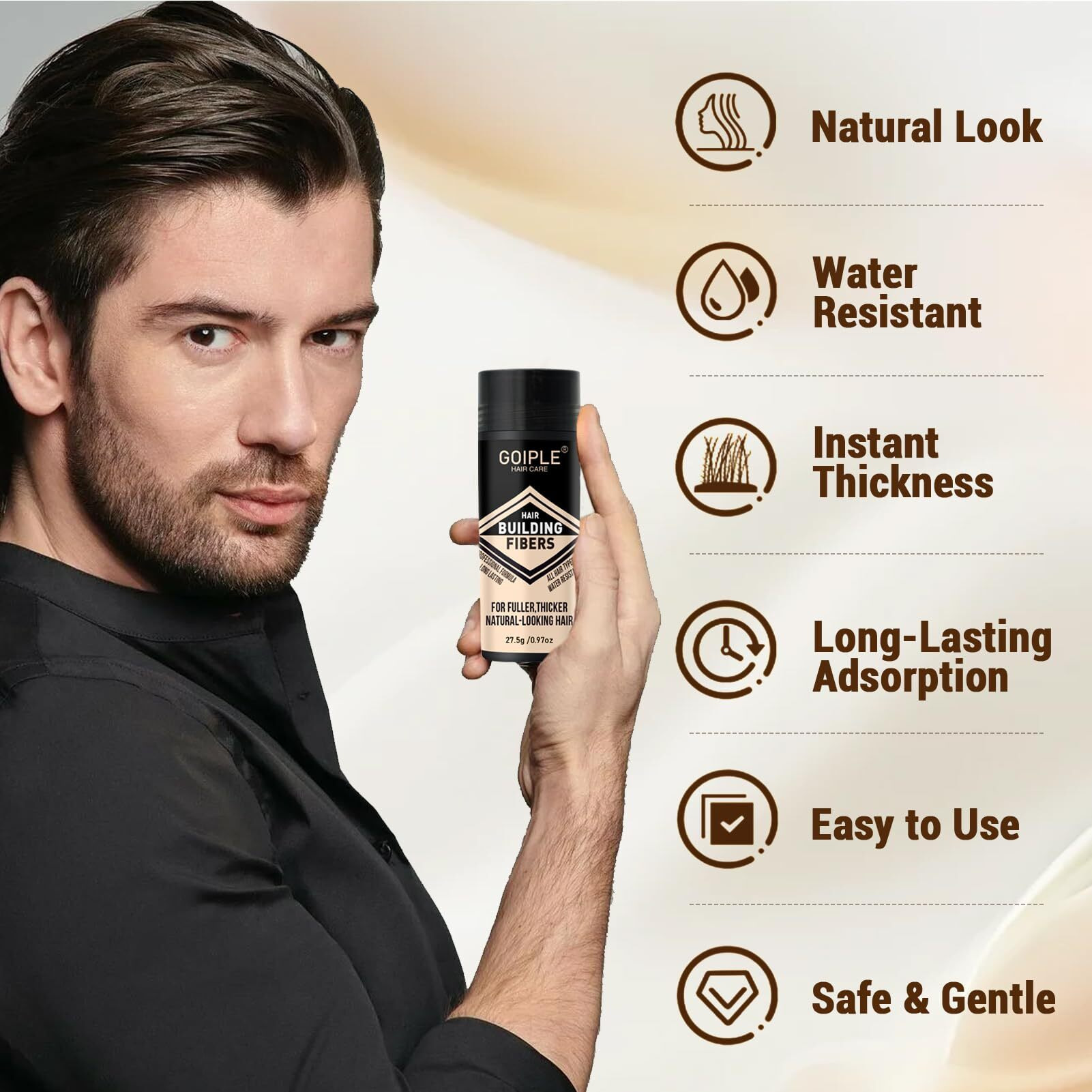Beard Pencil Filler For Man Water Proof Beard Pen & Beard Brush Long Lasting Coverage Natural Finish - Black Hair Fiber Enhancements Barber Spray - Male Mustache Repair Shape Enhance Card Facial Hair