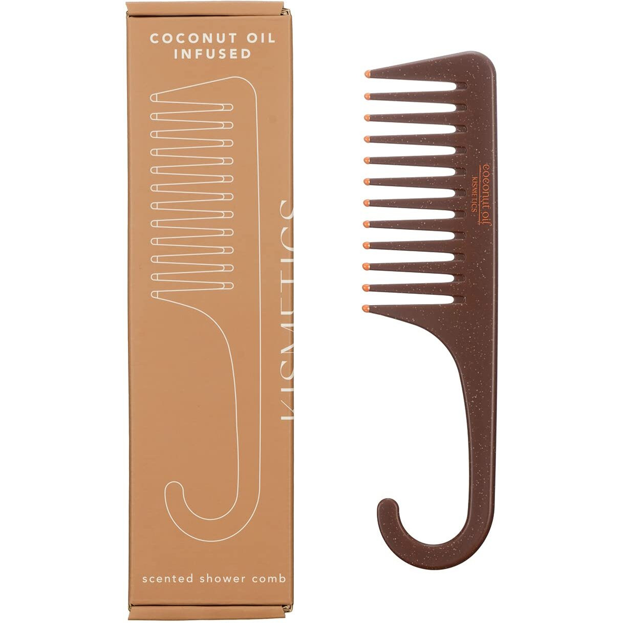 Kismetics - Coconut Oil Infused, Scented Shower Comb, Wide Tooth Comb For Detangling Wet Or Dry Hair. For All Hair Type