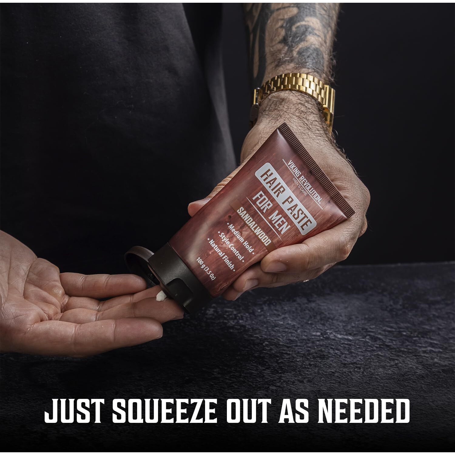 Viking Revolution Hair Paste For Men - Sandalwood Scented Texture Paste - Medium Hold, Natural Finish - Matte Look, Easy Wash Out, Non-Greasy Styling Cream For All Day Control (3.5Oz)