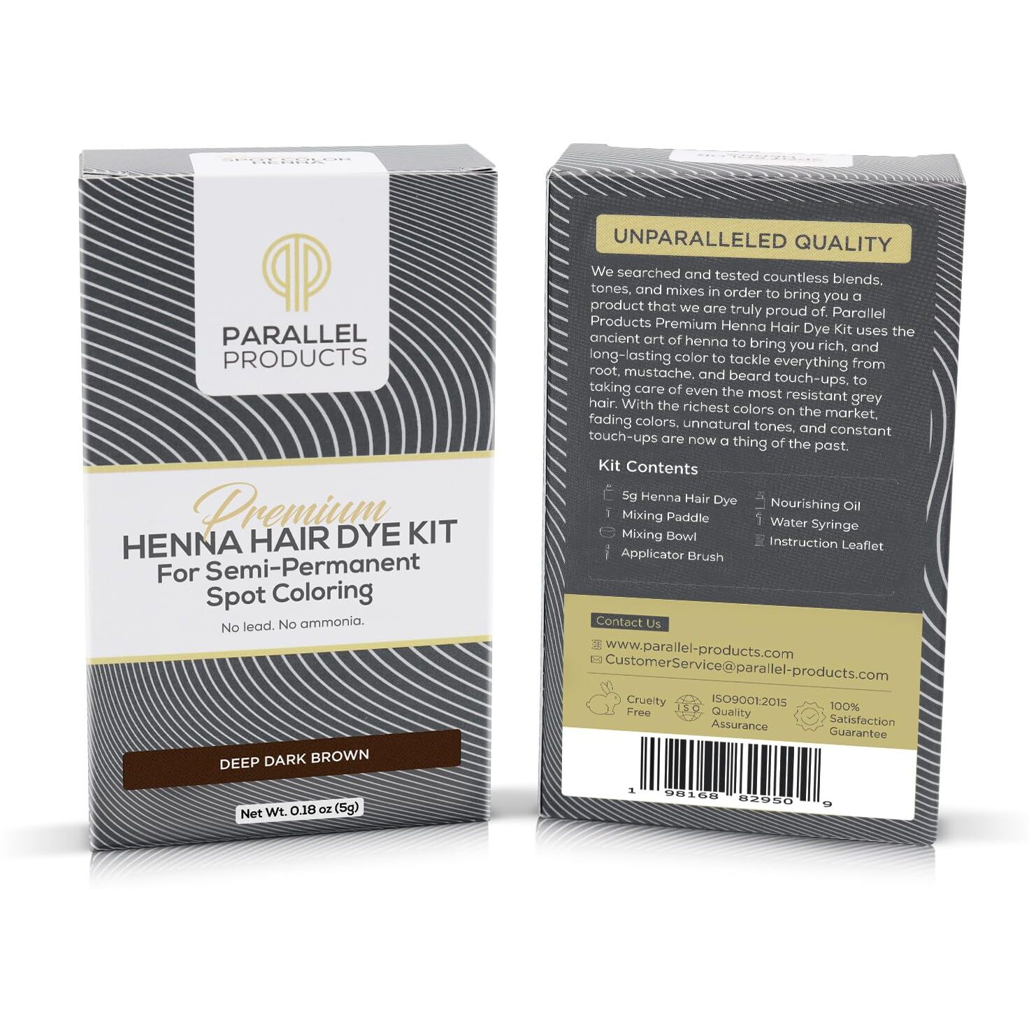 Parallel Products Spot Color Henna Kit - Henna Hair Dye - 5 Grams - Tint For Professional Spot Coloring - With Nourishing Oil, Mixing Dish And Application Brush - Root Touch Up (Deep Dark Brown)