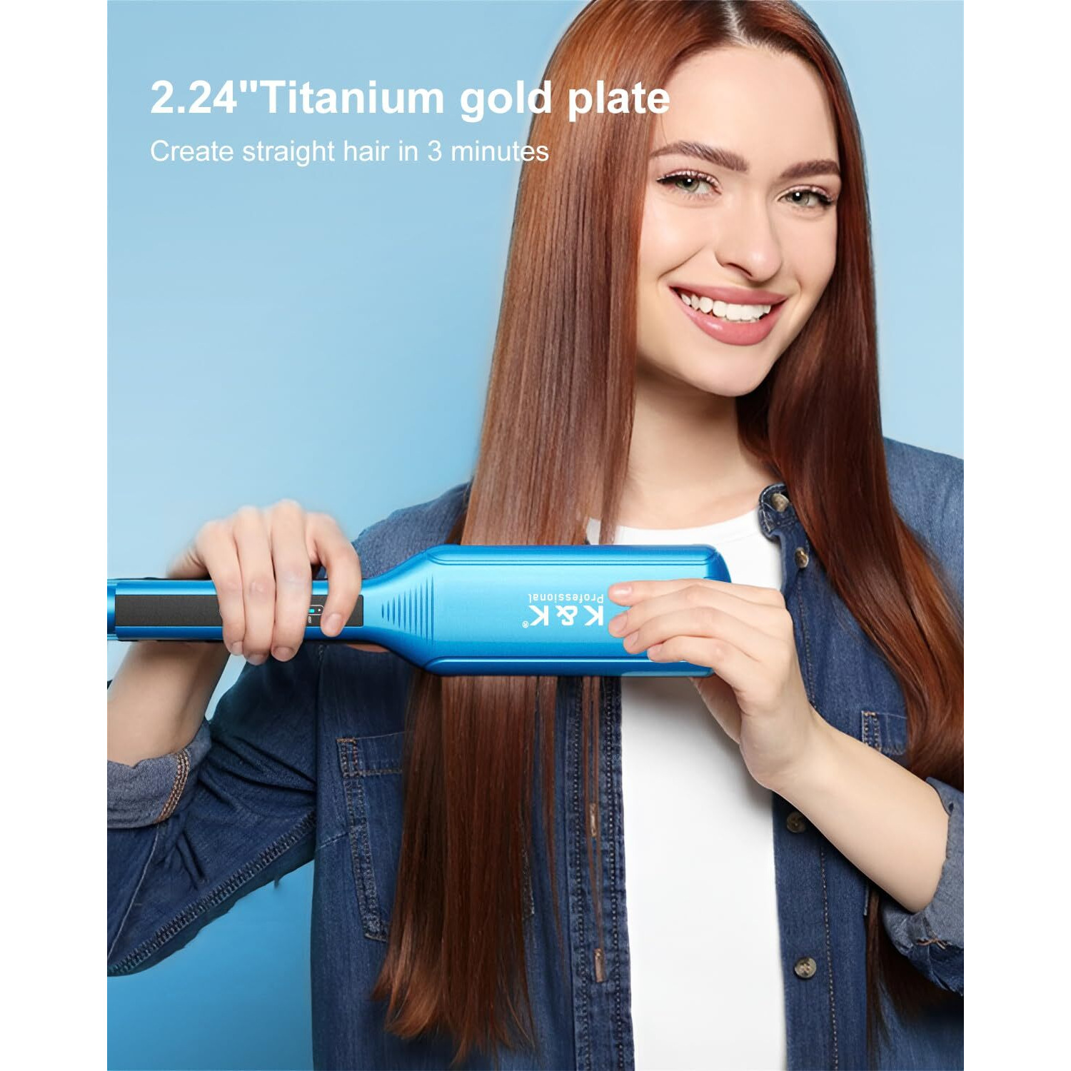 K&K Extra Wide 2.25"" Hair Straightener, Flat Iron Infused With Argan Oil & Keratin, Professional Straighteners For Less Frizz, Shinier & Smoother Hair, Shine Therapy Styling Tools